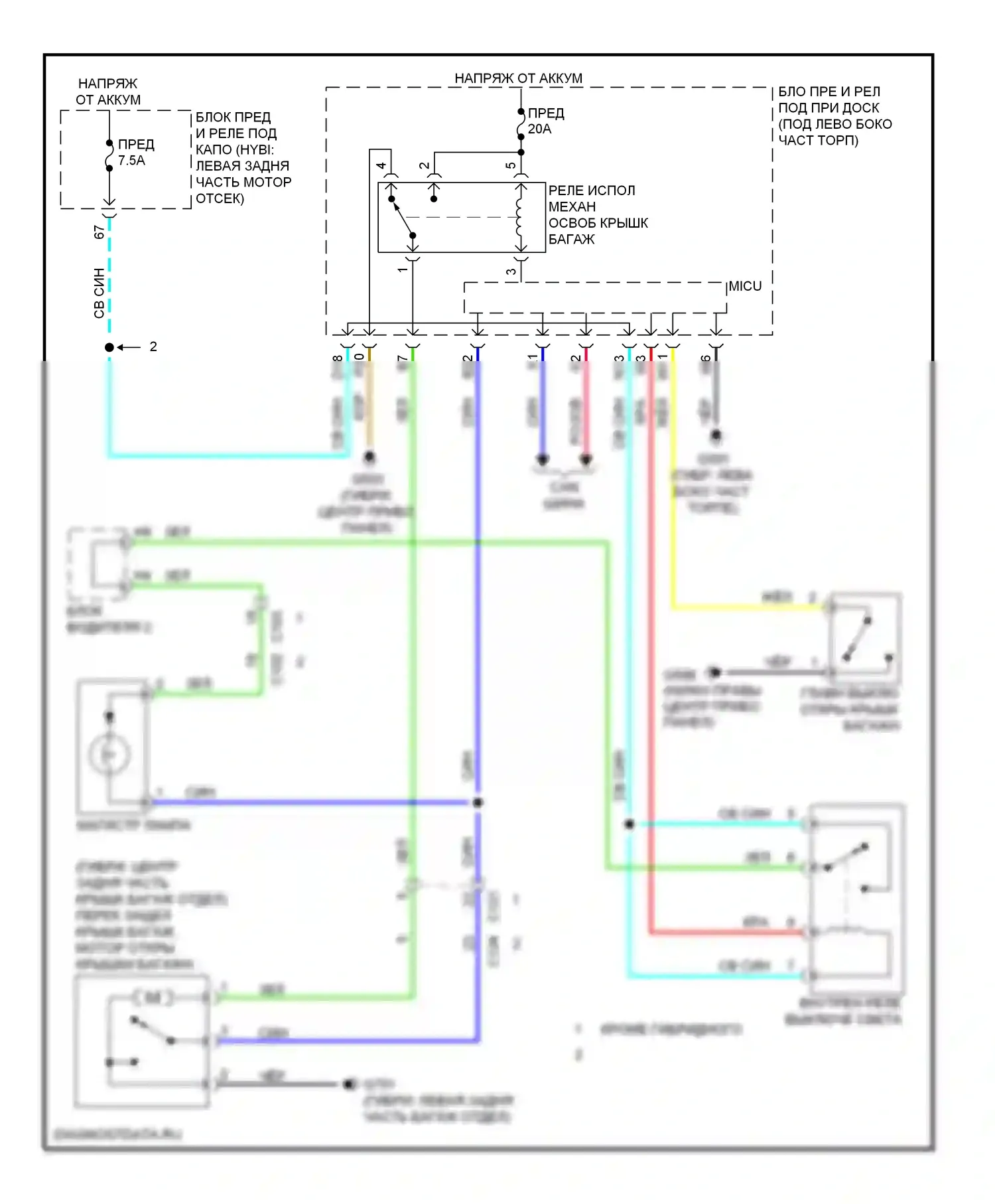Багажник, задняя дверь, лючок топливного бака — Электросхема разъединения багажника — Электросхема разъединения багажника. Acura ILX I (2012-2015)