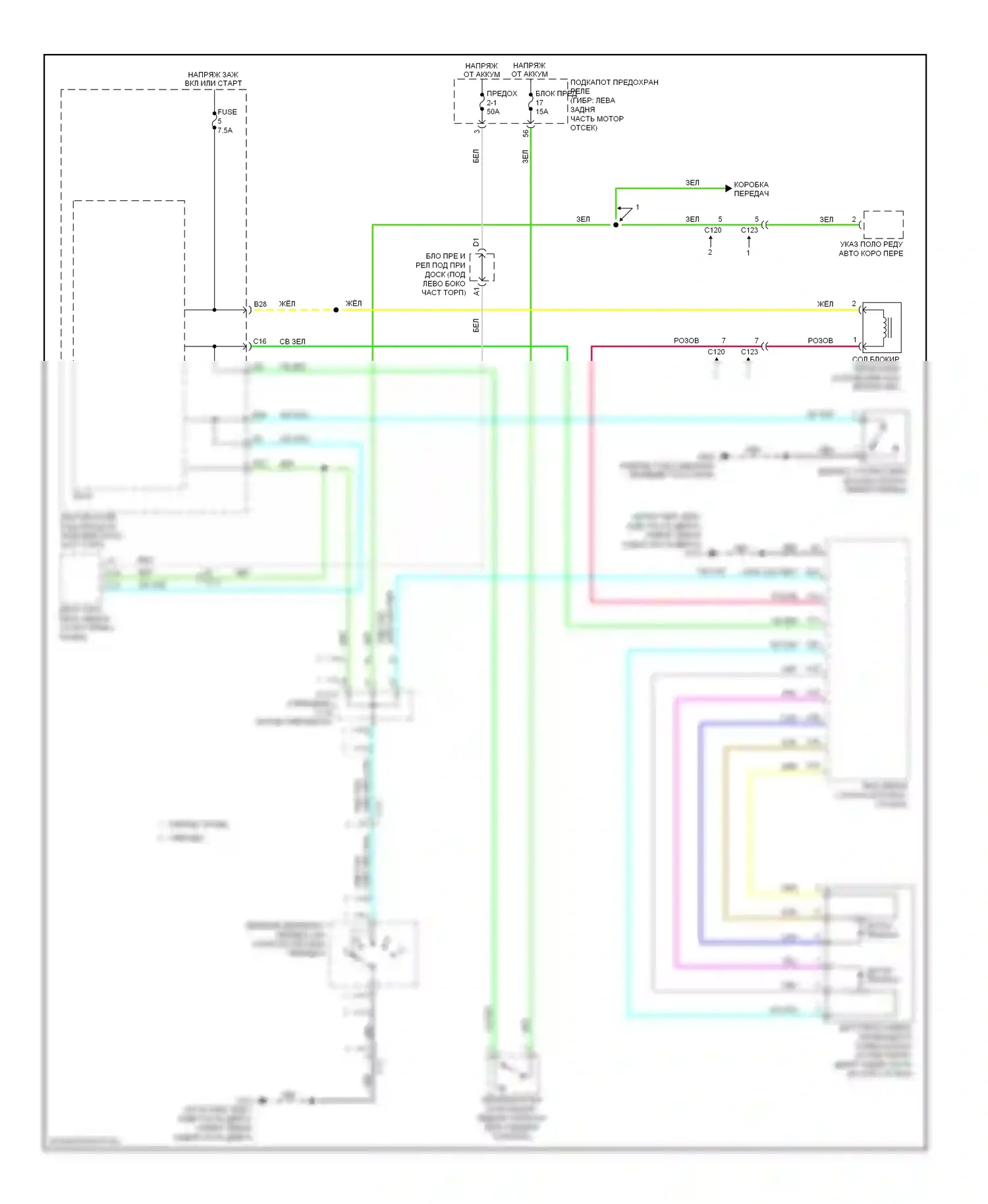 Блокировка селектора — Электросхема блокировки селектора — Электросхема блокировки селектора. Acura ILX I (2012-2015)