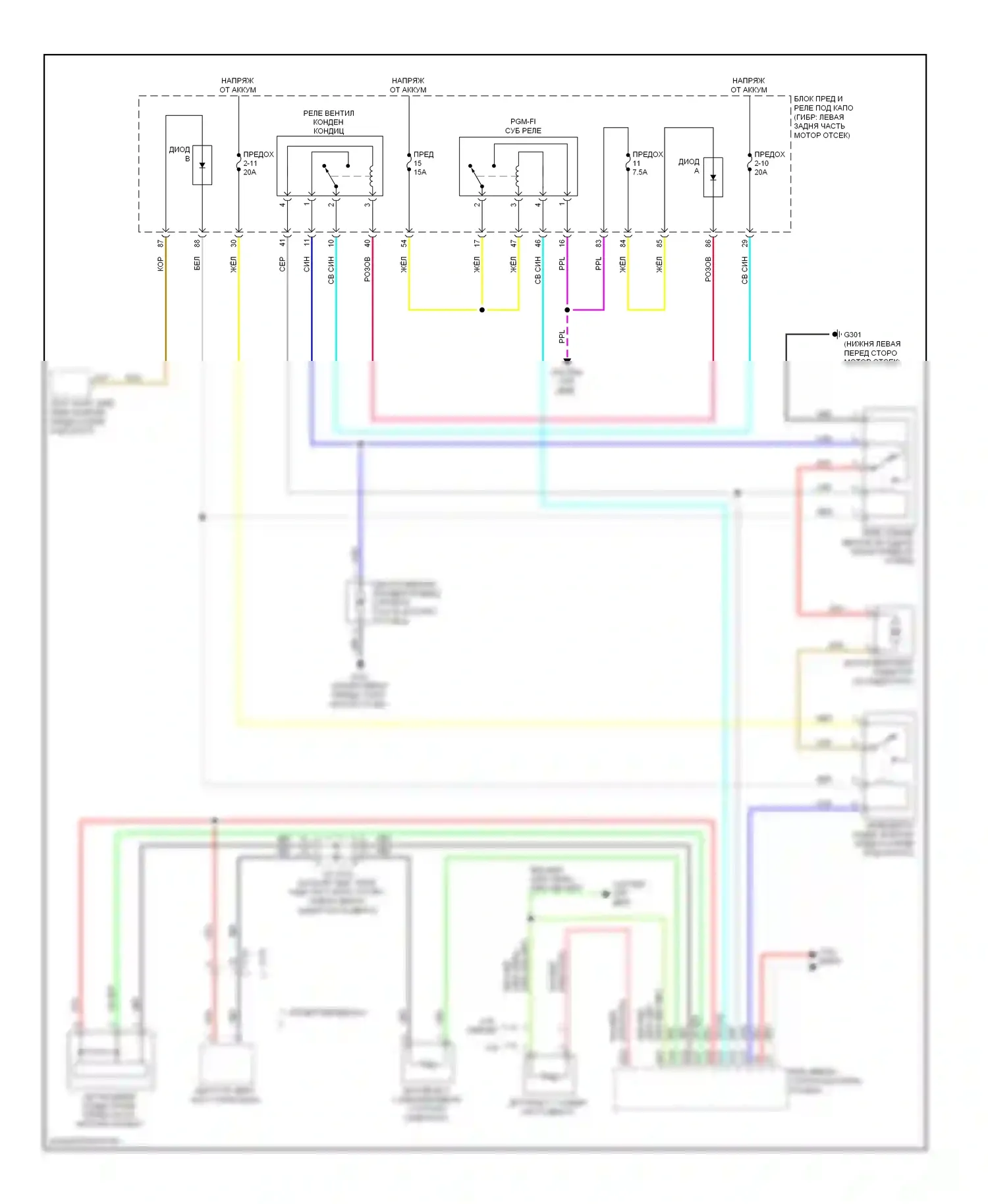 Вентилятор охлаждения — Электросхема вентилятора охлаждения — Электросхема вентилятора охлаждения. Acura ILX I (2012-2015)