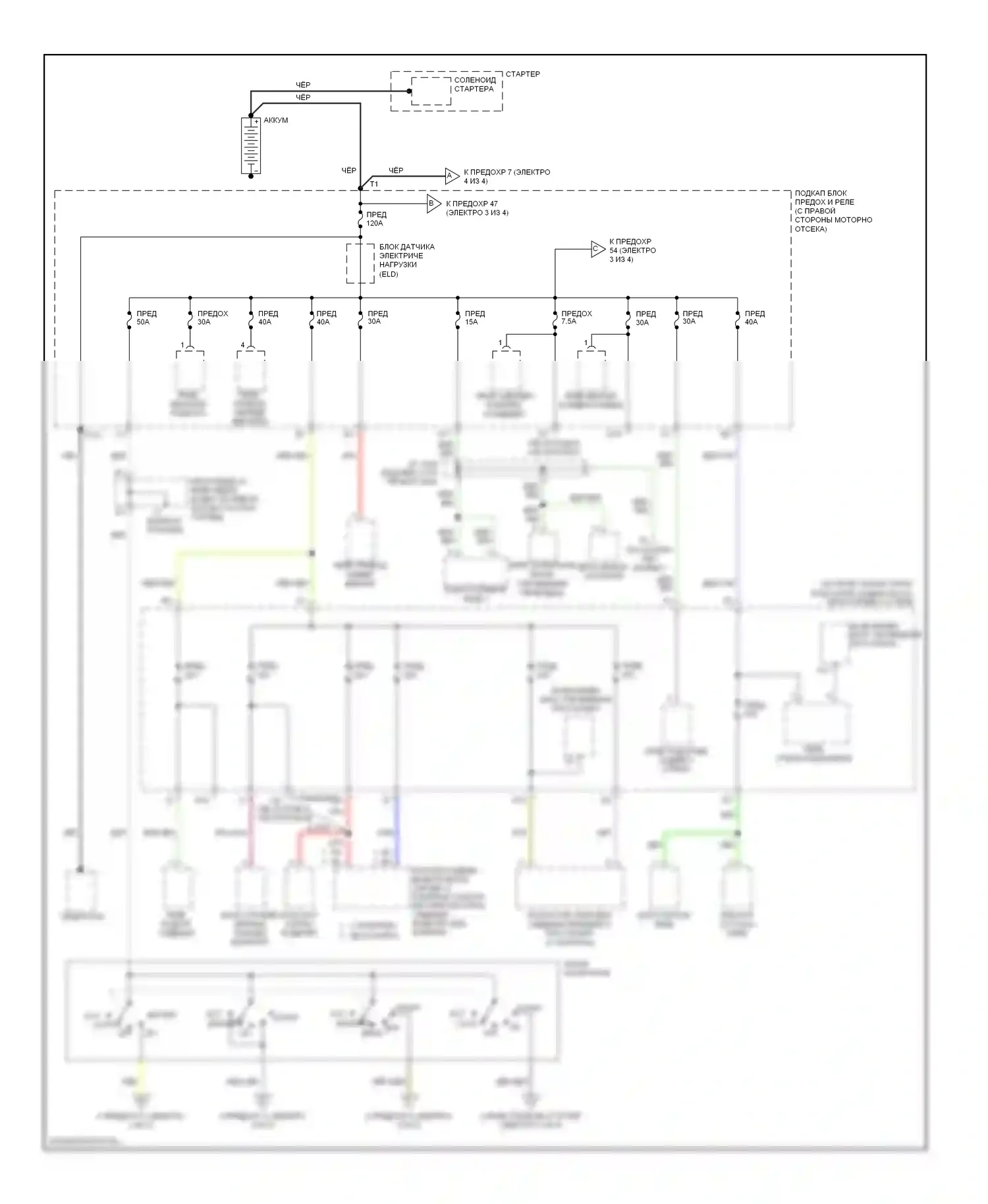 Блок предохранителей и реле — Электросхема блока предохранителей реле — Электросхема блока предохранителей реле (1 из 4). Acura MDX I (2000-2006)