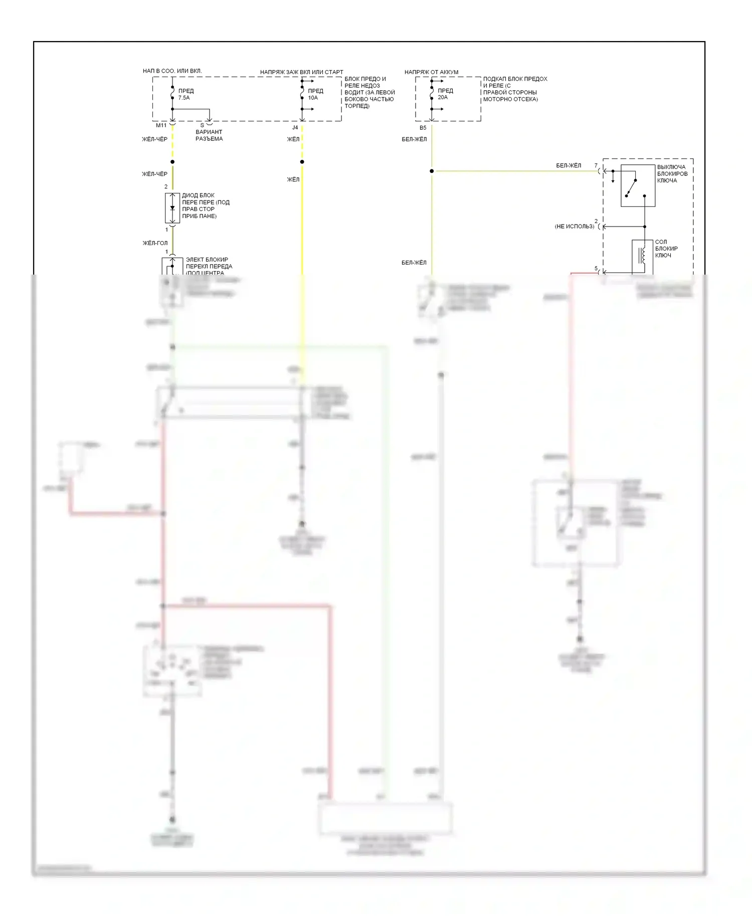 Блокировка селектора — Электросхема блокировки селектора — Электросхема блокировки селектора. Acura MDX I (2000-2006)
