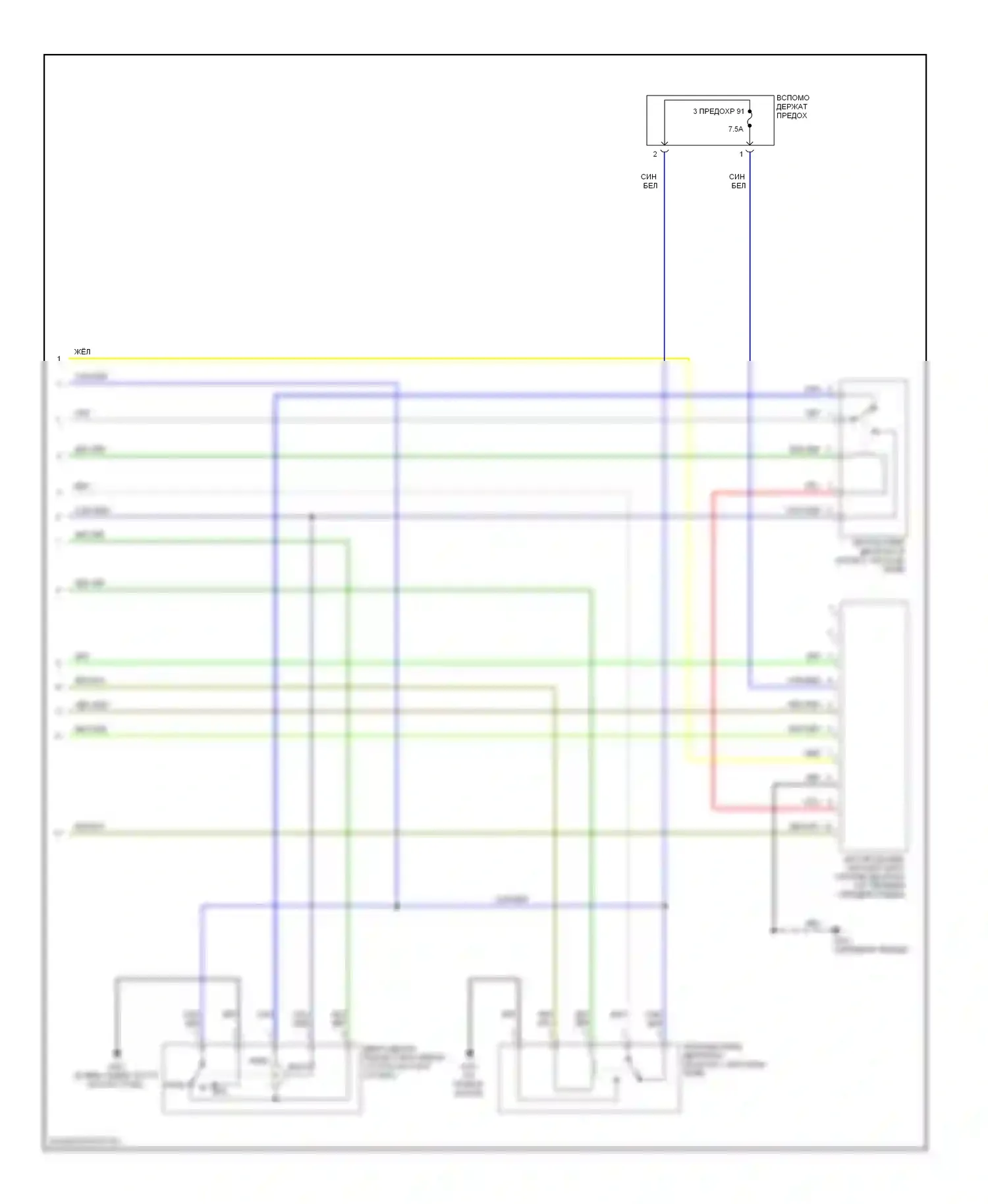 Дворники и омыватели — Электросхема передних дворников и омывателей с системой автоматического дворника — Электросхема передних дворников и омывателей с системой автоматического дворника (2 из 2). Acura MDX I (2000-2006)