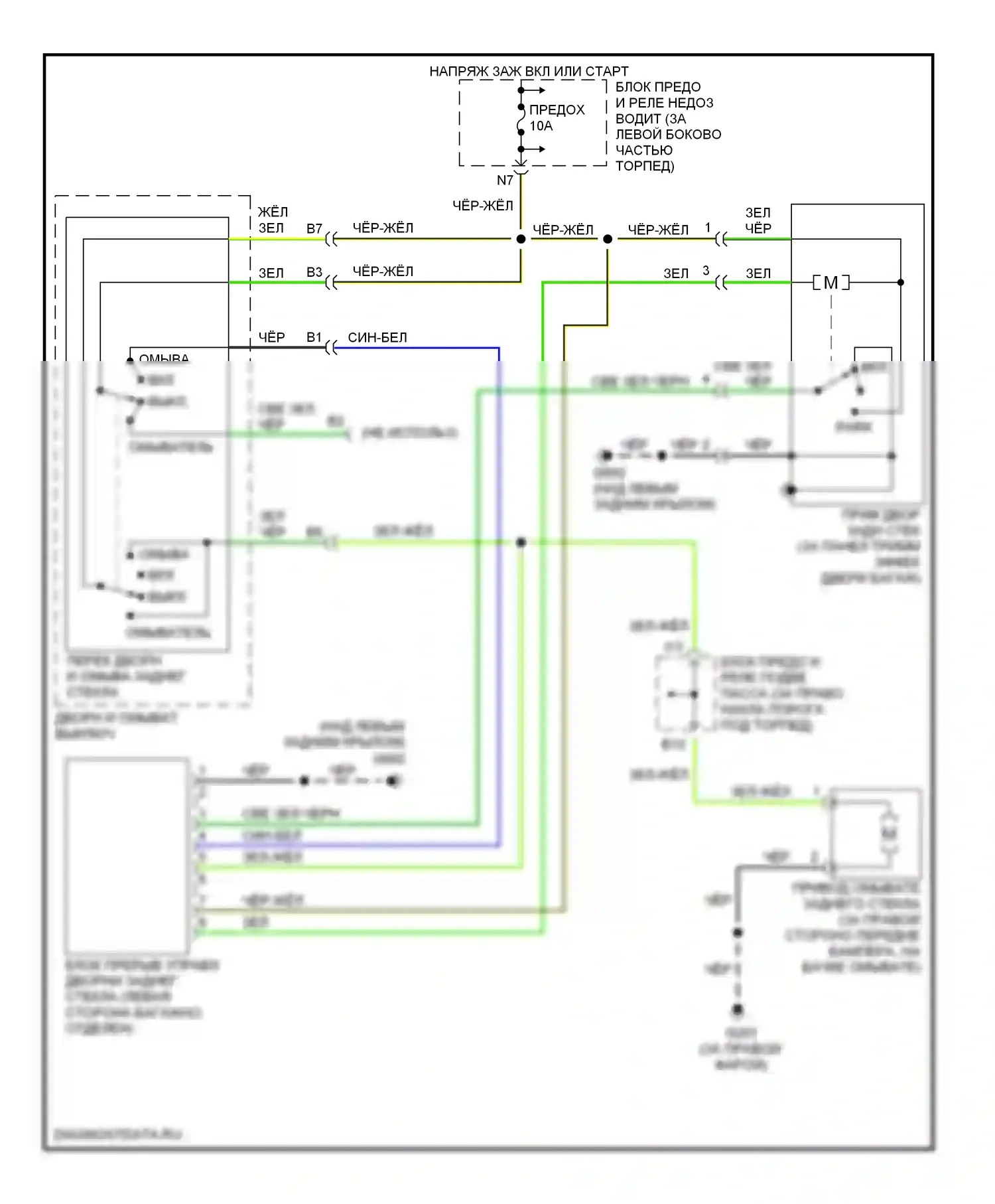 Дворники и омыватели — Электросхема задних дворников и омывателей — Электросхема задних дворников и омывателей. Acura MDX I (2000-2006)