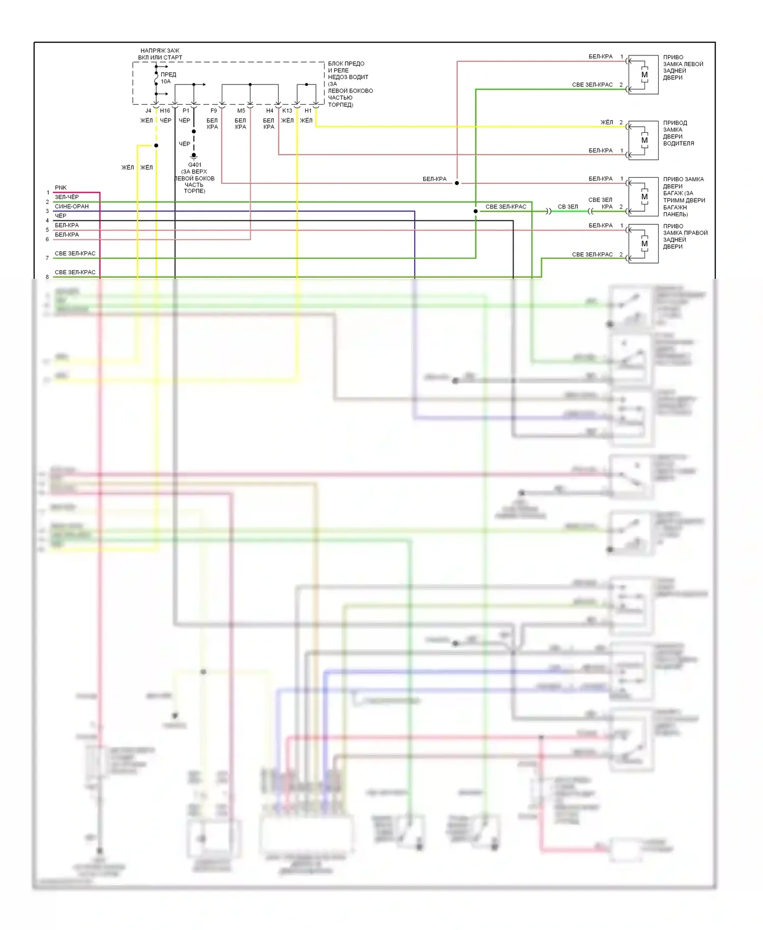 Сигнализация — Электросхема центрального замка — Электросхема центрального замка (2 из 2). Acura MDX I (2000-2006)