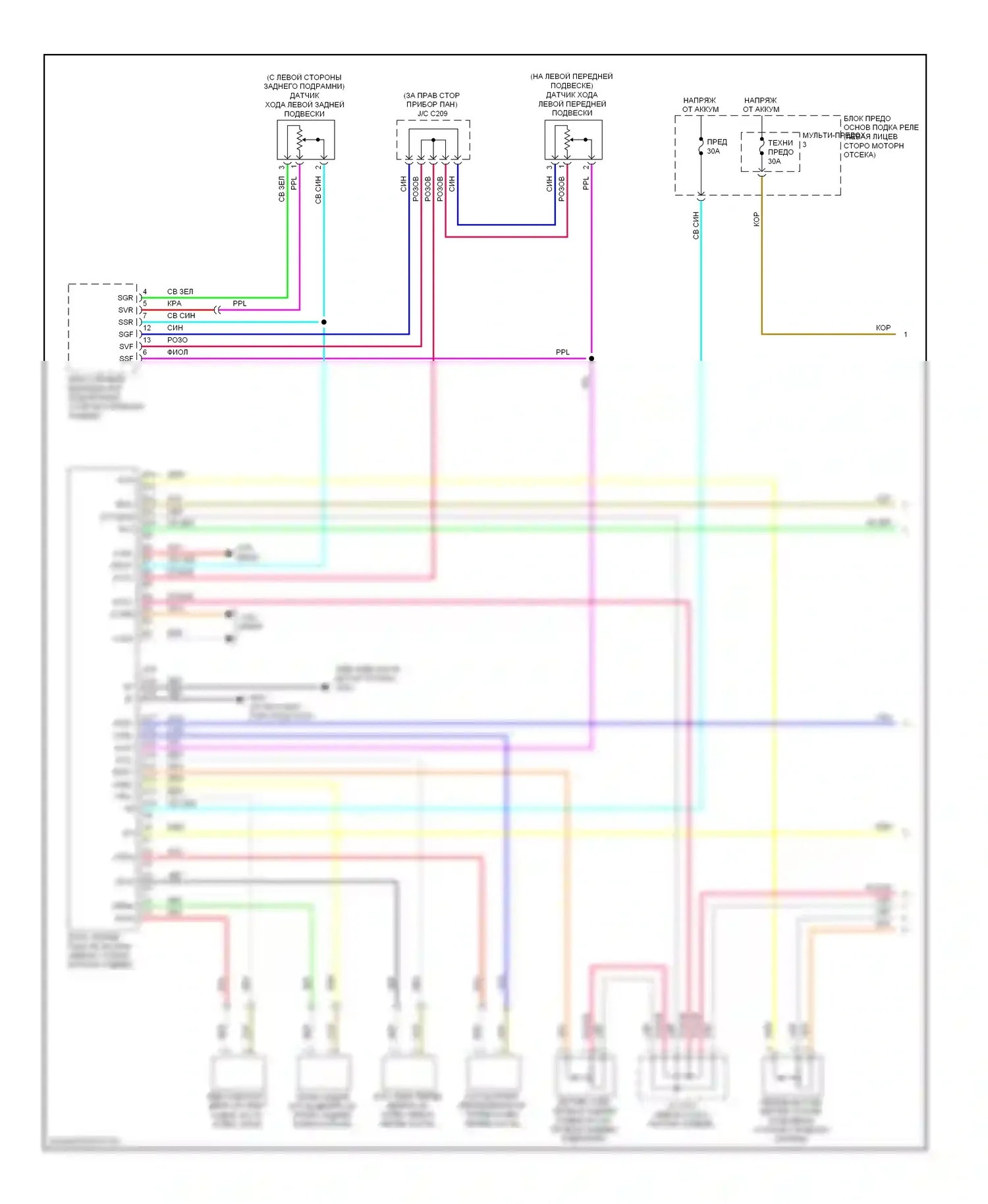 Электронная подвеска — Электросхема электронной подвески — Электросхема электронной подвески (1 из 2). Acura MDX II рестайлинг (2010-2013)