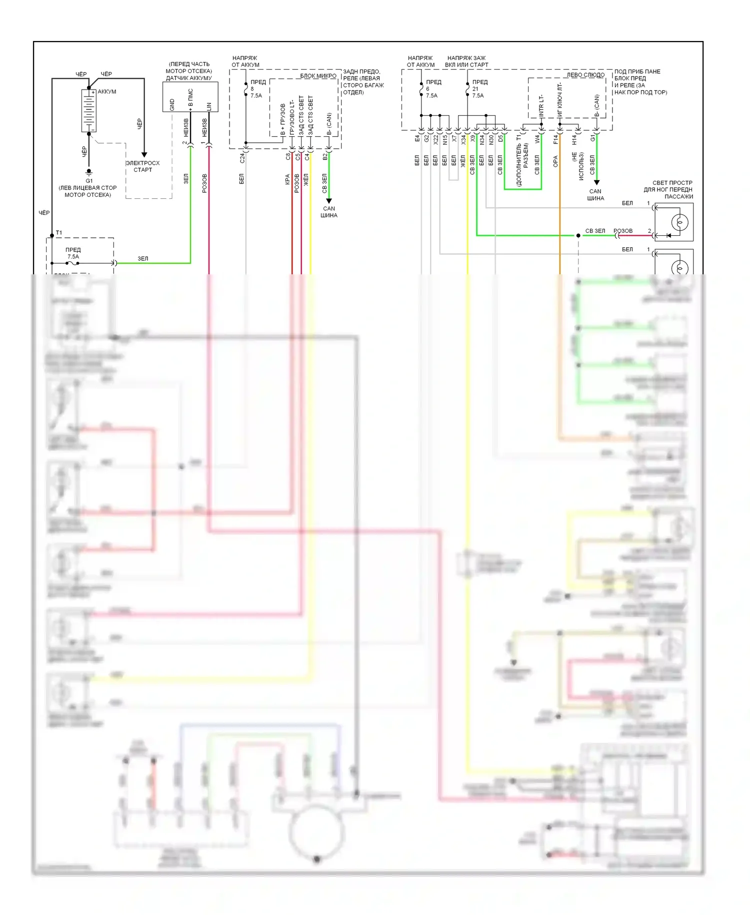 Стартер/генератор — Электросхема системы управления аккумуляторами — Электросхема системы управления аккумуляторами. Acura MDX II рестайлинг (2010-2013)