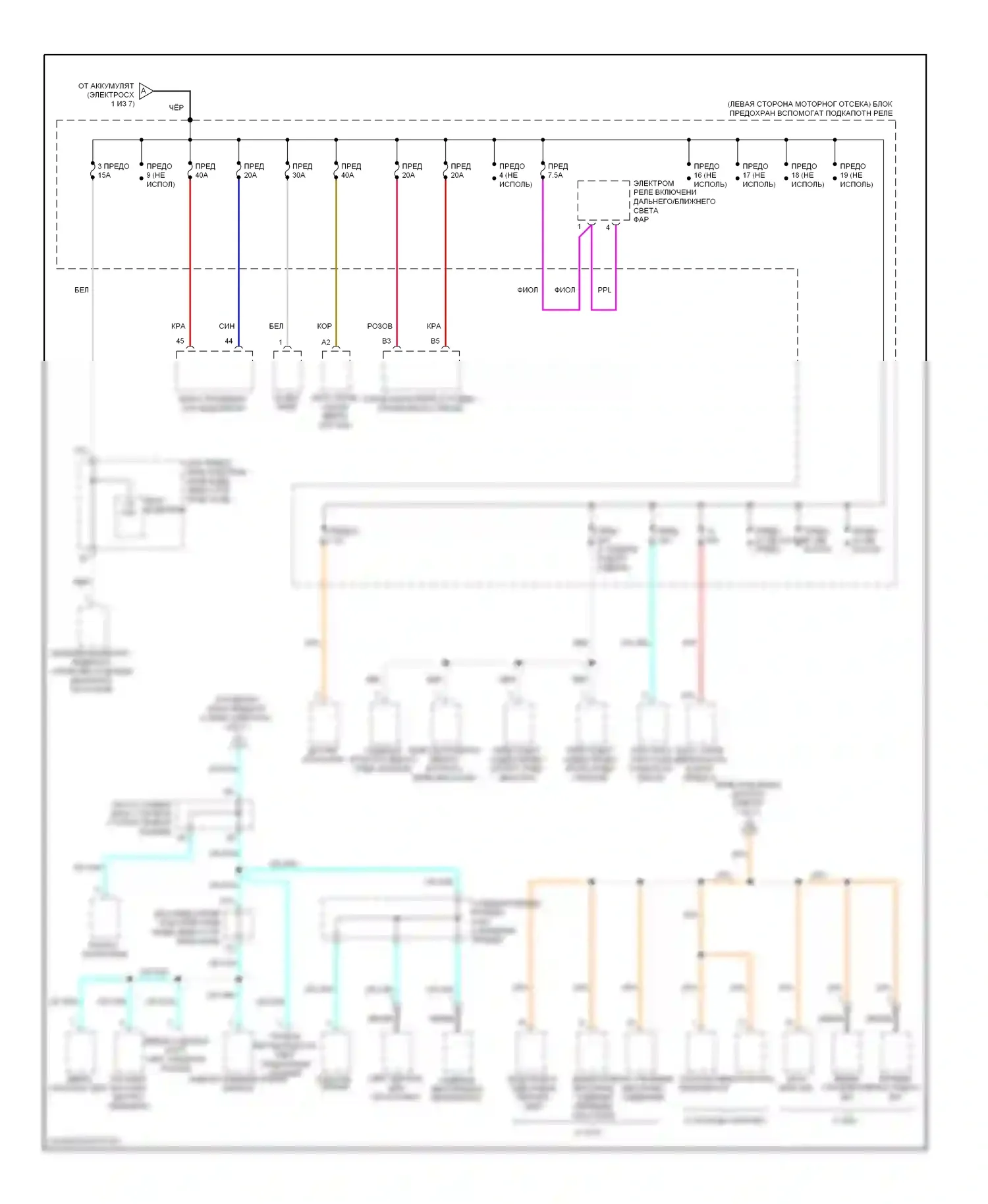 Блок предохранителей и реле — Электросхема блока предохранителей реле, без бесключевого доступа — Электросхема блока предохранителей реле, без бесключевого доступа (2 из 7). Acura ZDX I (2009-2013)