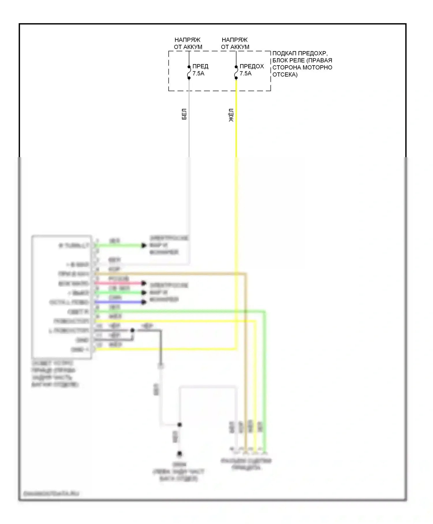 Фары и фонари — Электросхема буксировки прицепа — Электросхема буксировки прицепа. Acura ZDX I (2009-2013)