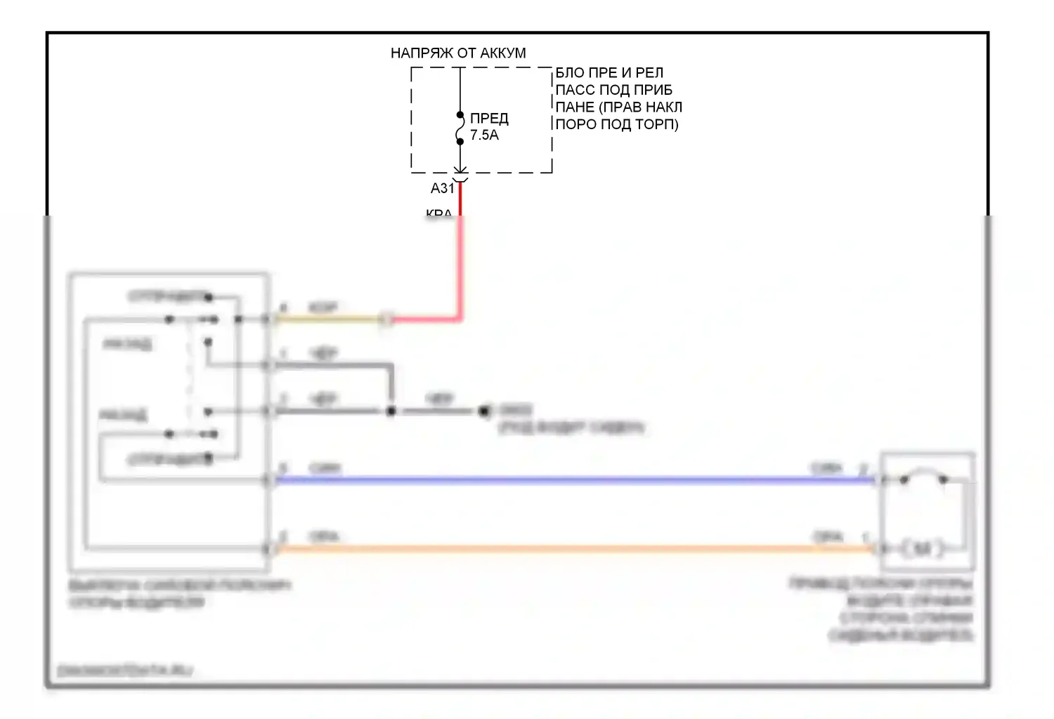 Сиденья — Поясничная электросхема водителя — Поясничная электросхема водителя. Acura ZDX I (2009-2013)