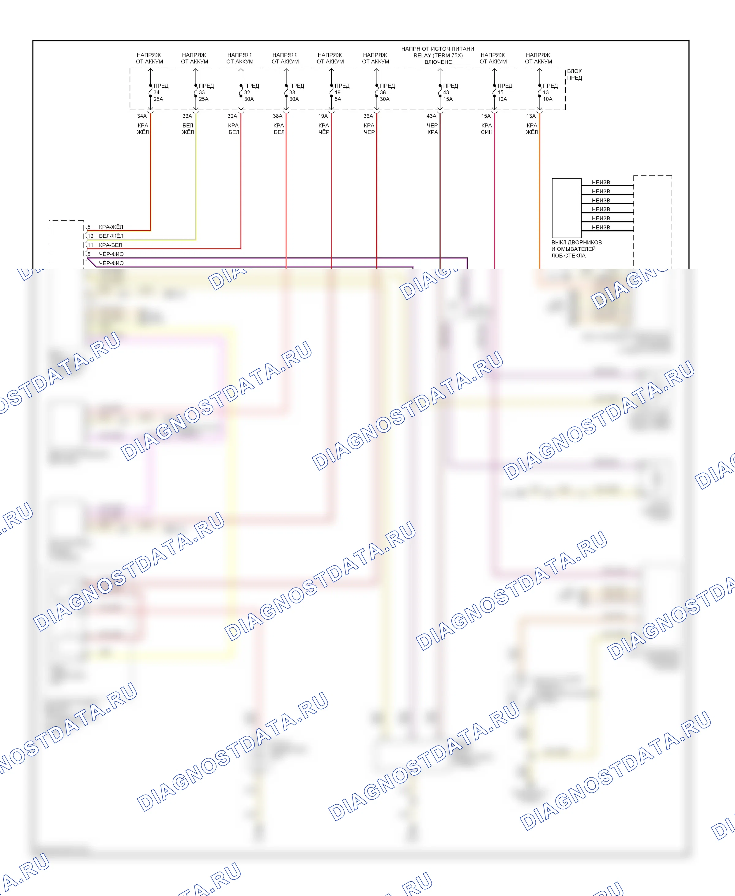 Дворники и омыватели — Дворники и омыватели электросхема — Дворники и омыватели электросхема. Audi A6 С6 (2004-2008)