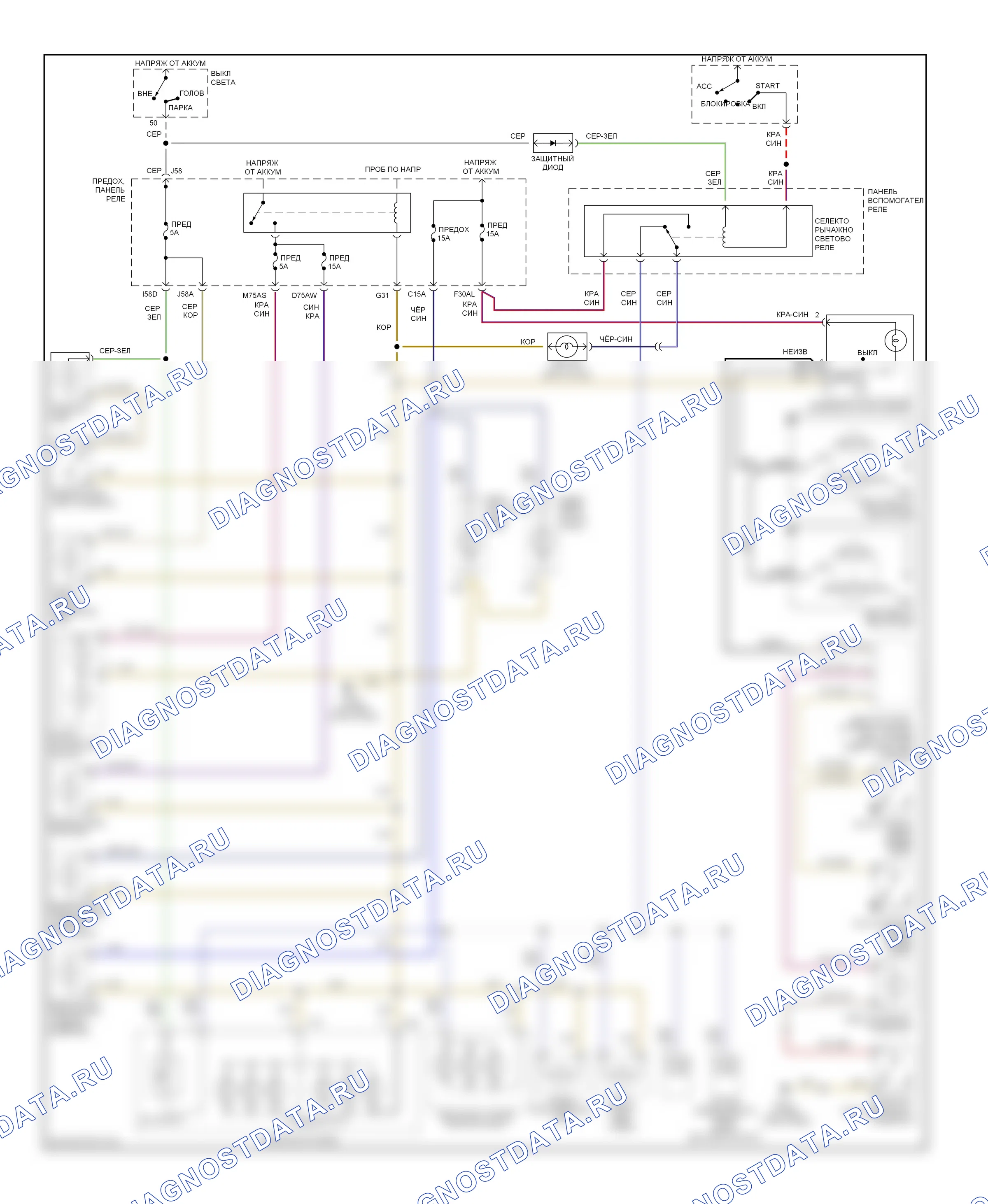 Освещение салона — Электросхема внутреннего освещения — Электросхема внутреннего освещения. Audi Cabriolet I (1991-2000)