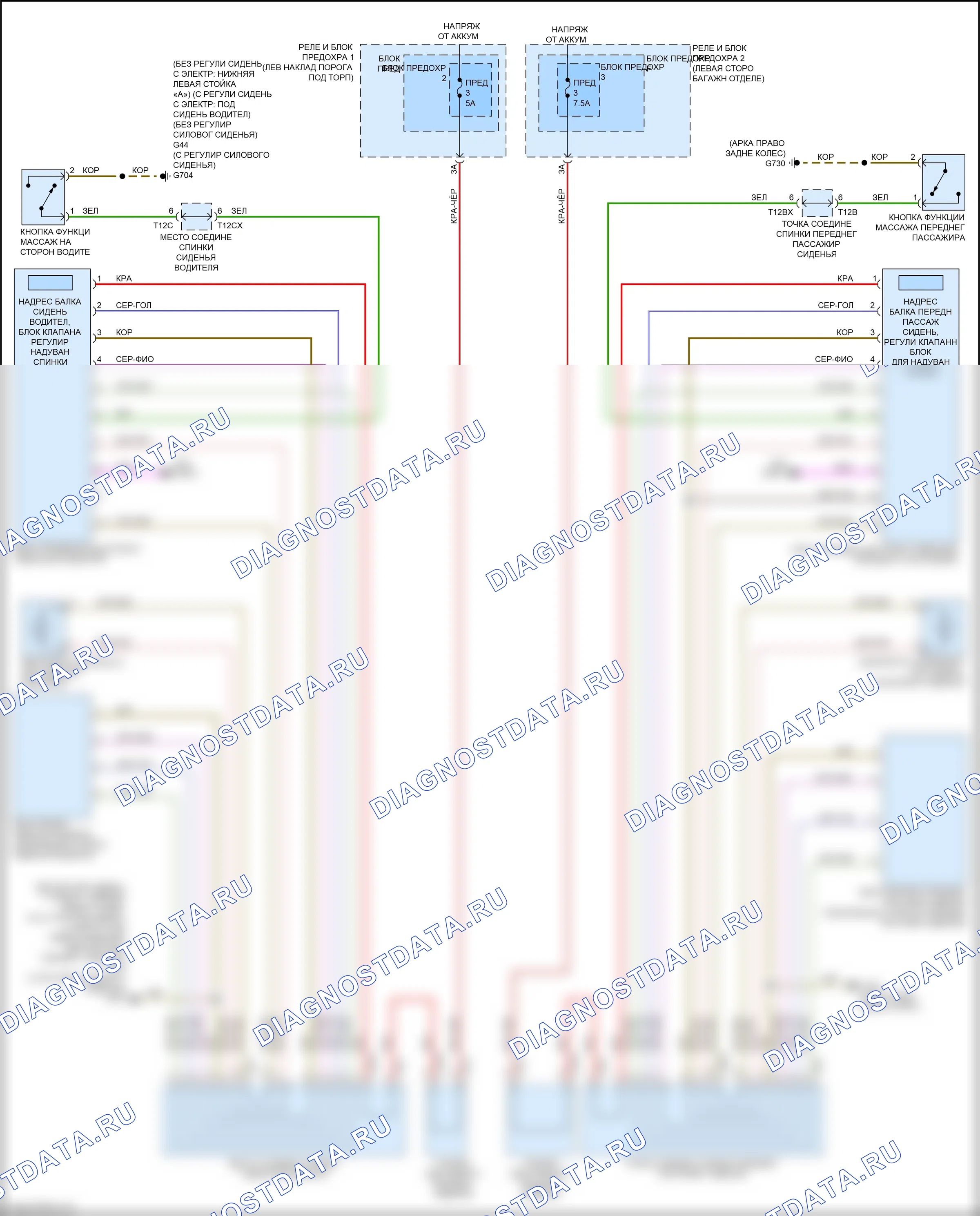 Сиденья — Многоконтурное сиденье электросхема — Многоконтурное сиденье электросхема. Audi Q5 e-tron I (2022-2024)