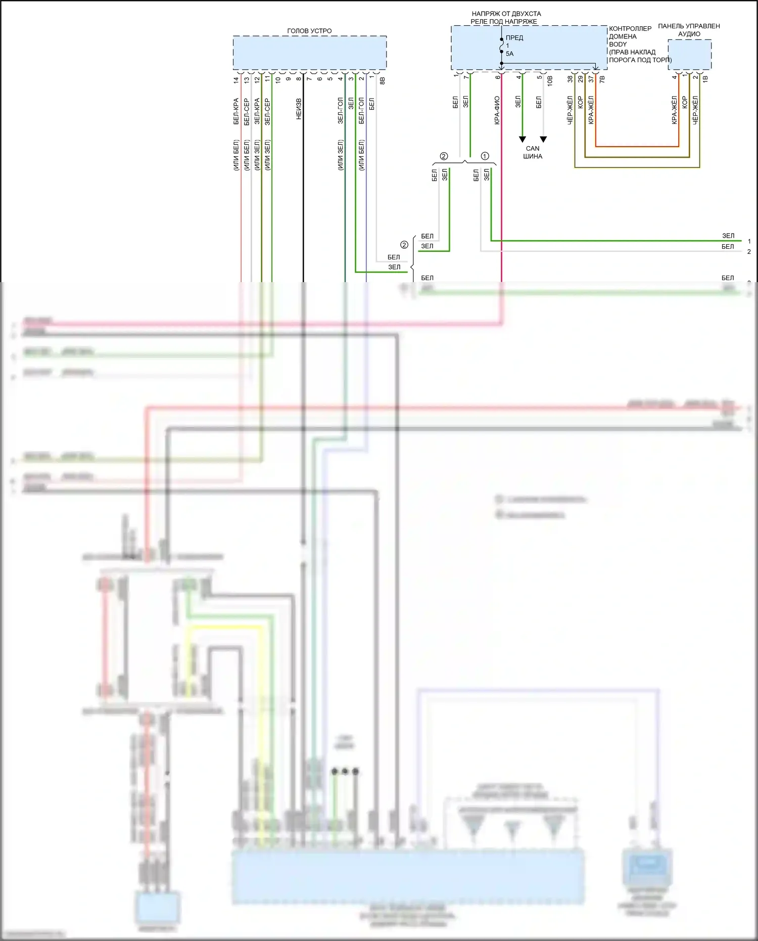 Магнитола — Электросхема аудиоблока приемника, средний уровень — Электросхема аудиоблока приемника, средний уровень (3 из 6). BMW M3 G80 (2020-2024)