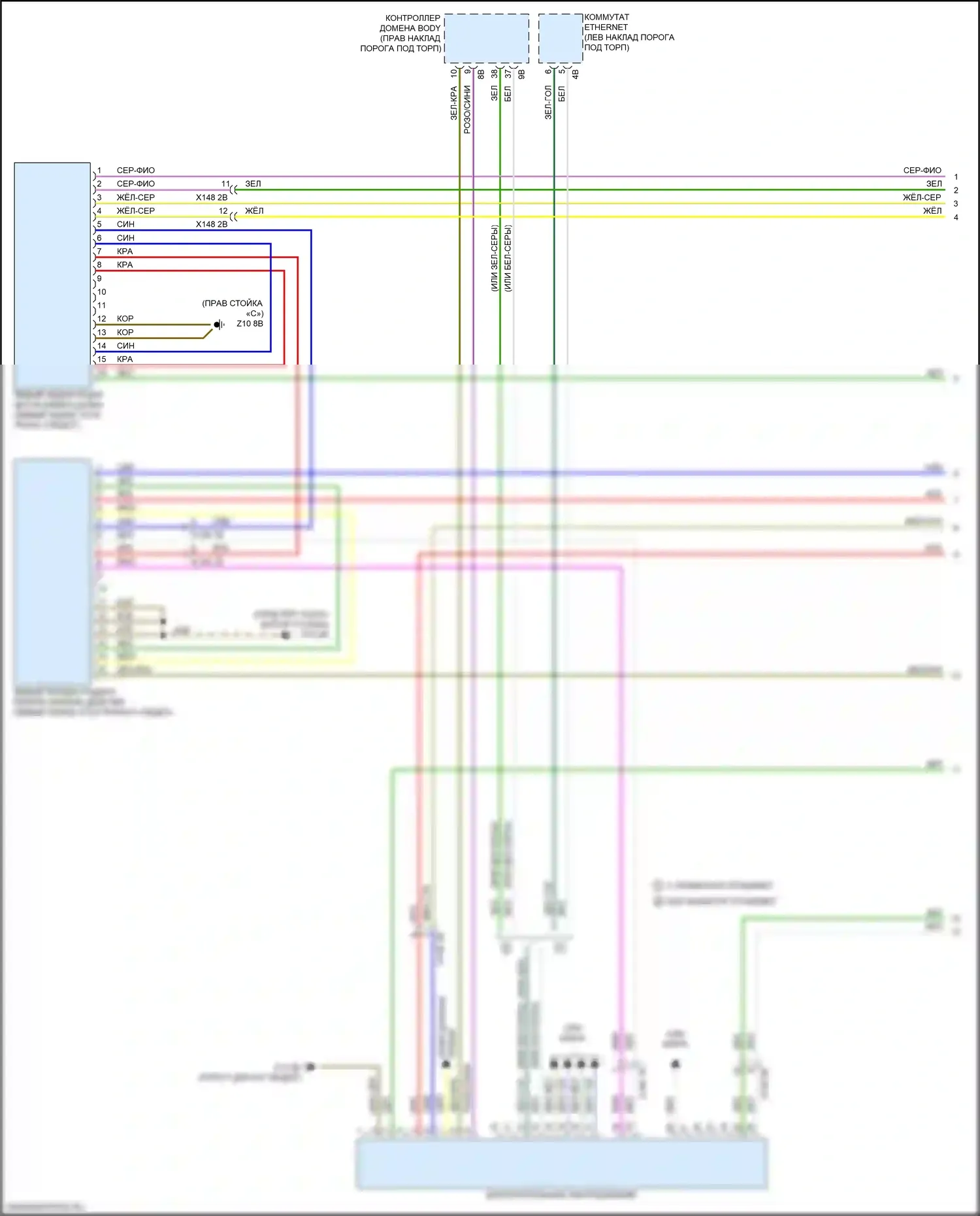 Системы помощи водителю — Электросхема мониторинга в слепой зоне — Электросхема мониторинга в слепой зоне (1 из 2). BMW M3 G80 (2020-2024)
