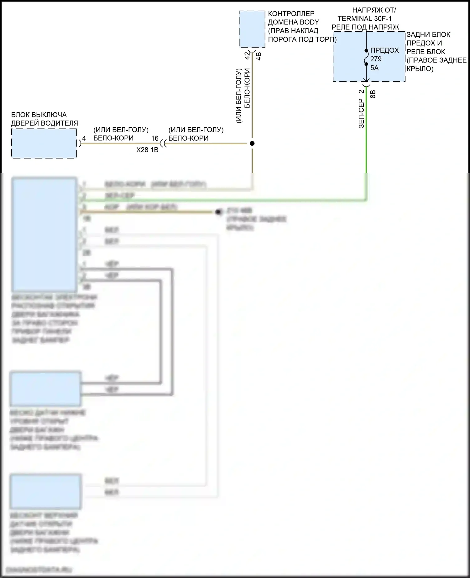 Багажник, задняя дверь, лючок топливного бака — Электросхема бесконтактного открывания двери багажника — Электросхема бесконтактного открывания двери багажника. BMW X4 M F98 рестайлинг (2021-2024)