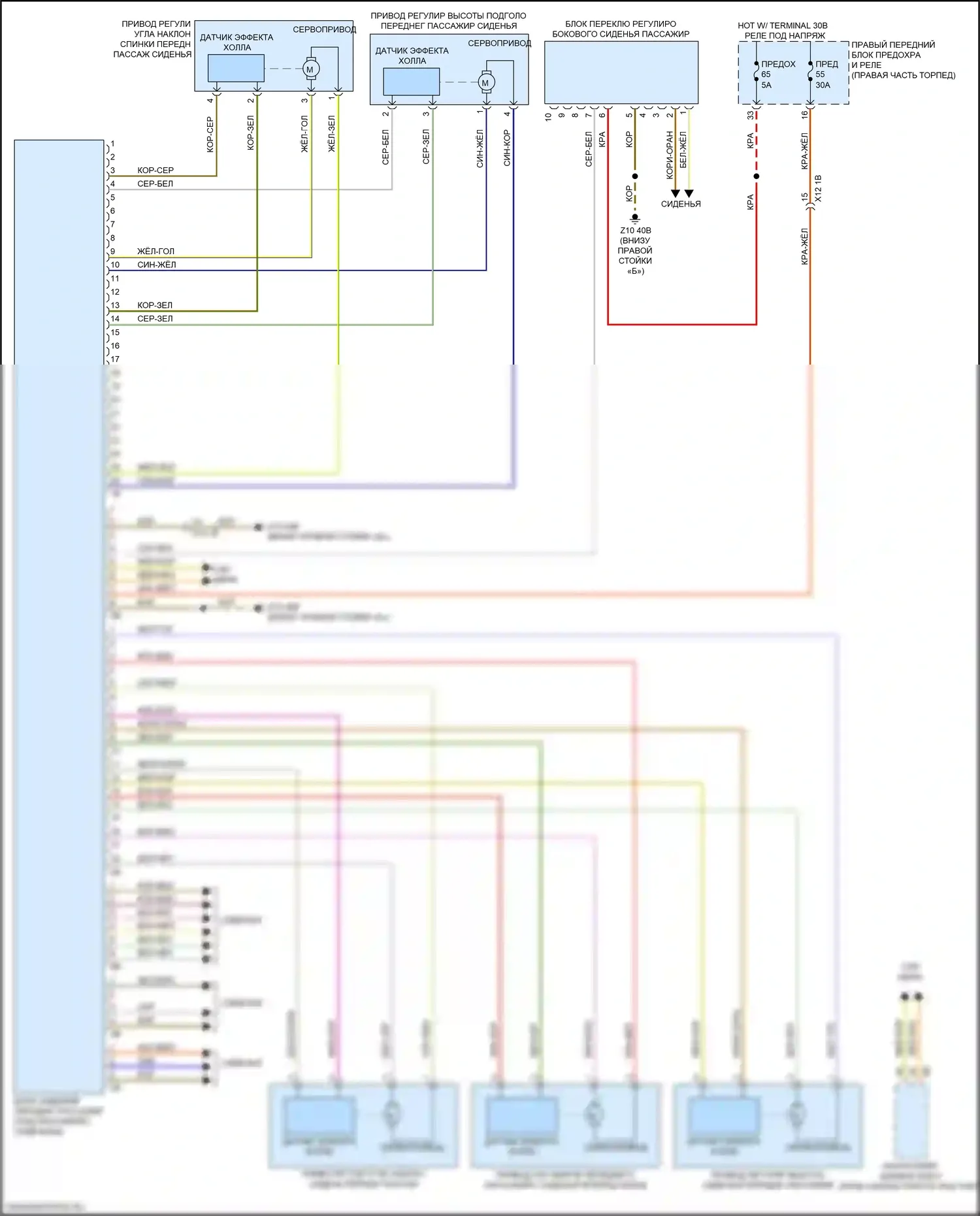 Память — Электросхема сиденья памяти пассажира — Электросхема сиденья памяти пассажира. BMW X4 M F98 рестайлинг (2021-2024)