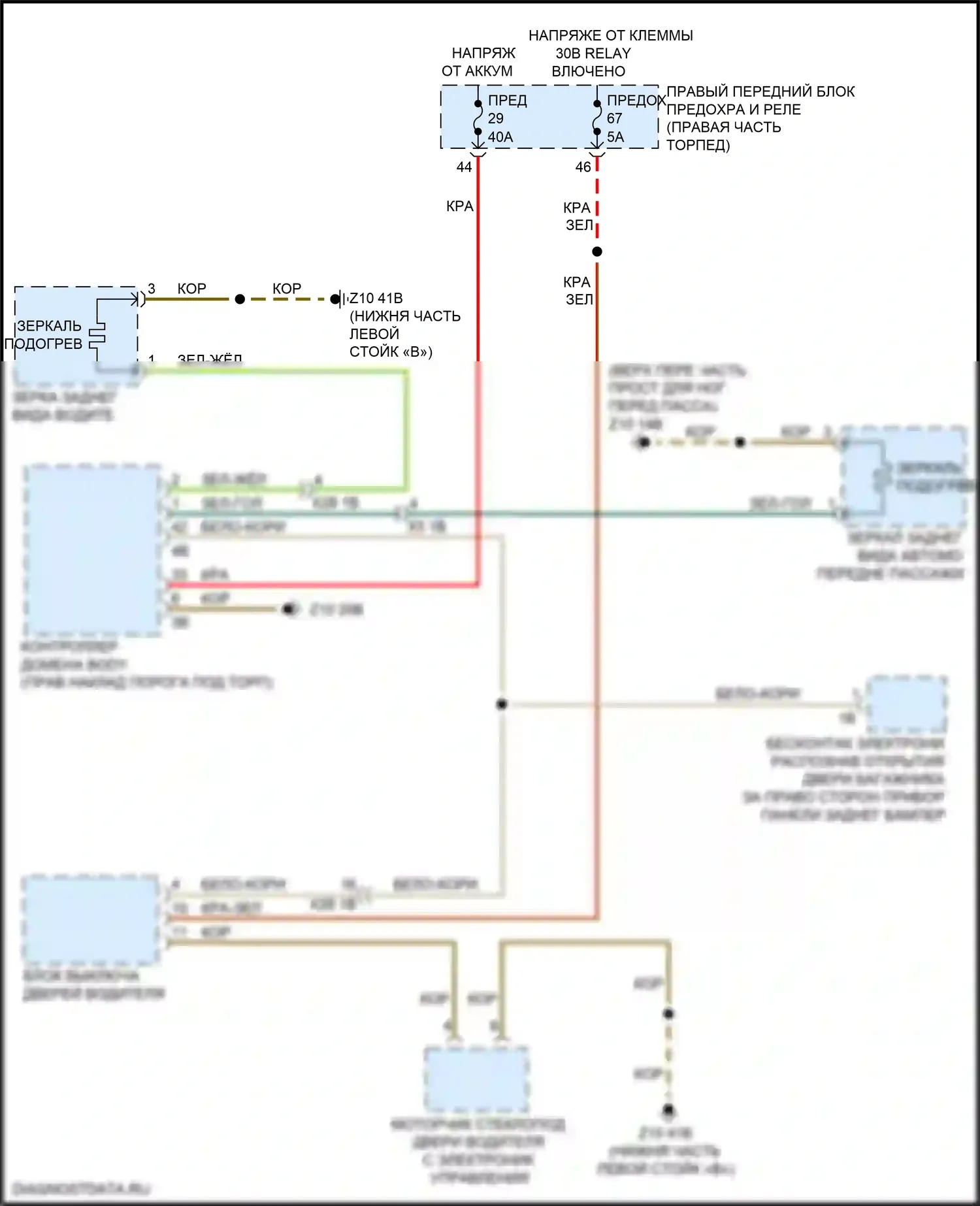 Подогрев стекол — Электросхема обогреваемых зеркал, без функции шины lin — Электросхема обогреваемых зеркал, без функции шины lin. BMW X4 M F98 рестайлинг (2021-2024)