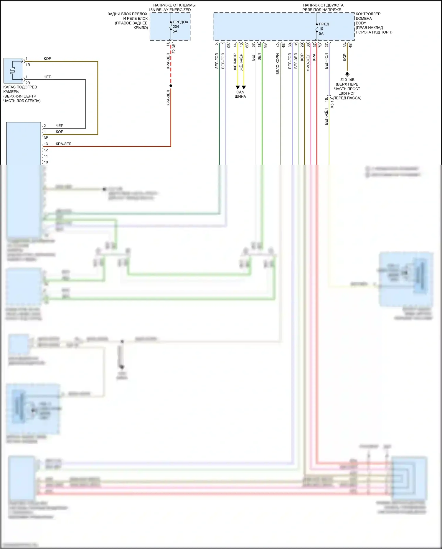 Системы помощи водителю — Электросхема предупреждения о выезде с полосы движения, с камерой — Электросхема предупреждения о выезде с полосы движения, с камерой. BMW X4 M F98 рестайлинг (2021-2024)