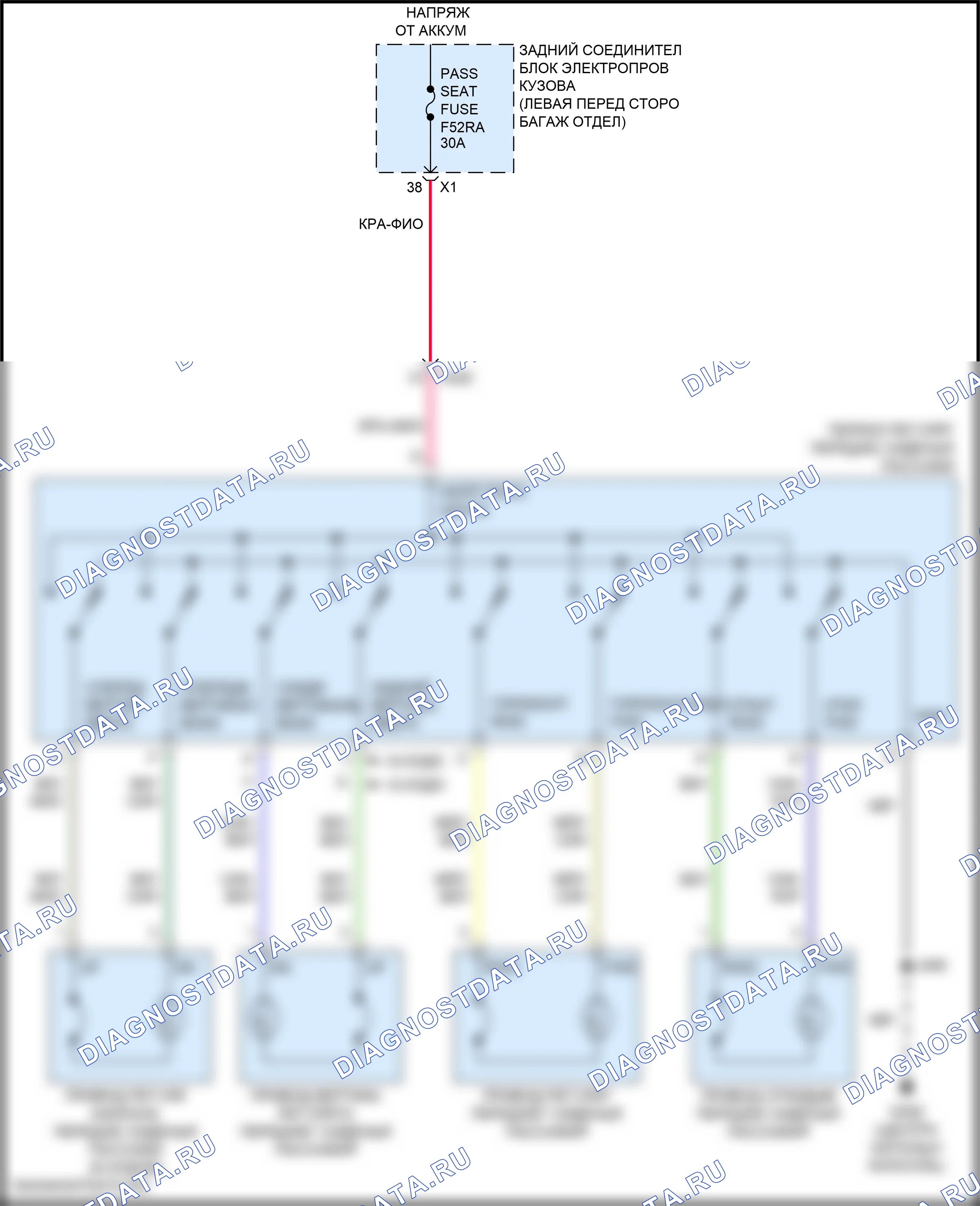 Сиденья — Электросхема сиденья питания для пассажиров — Электросхема сиденья питания для пассажиров. Cadillac CT5-V I (2019-2024)
