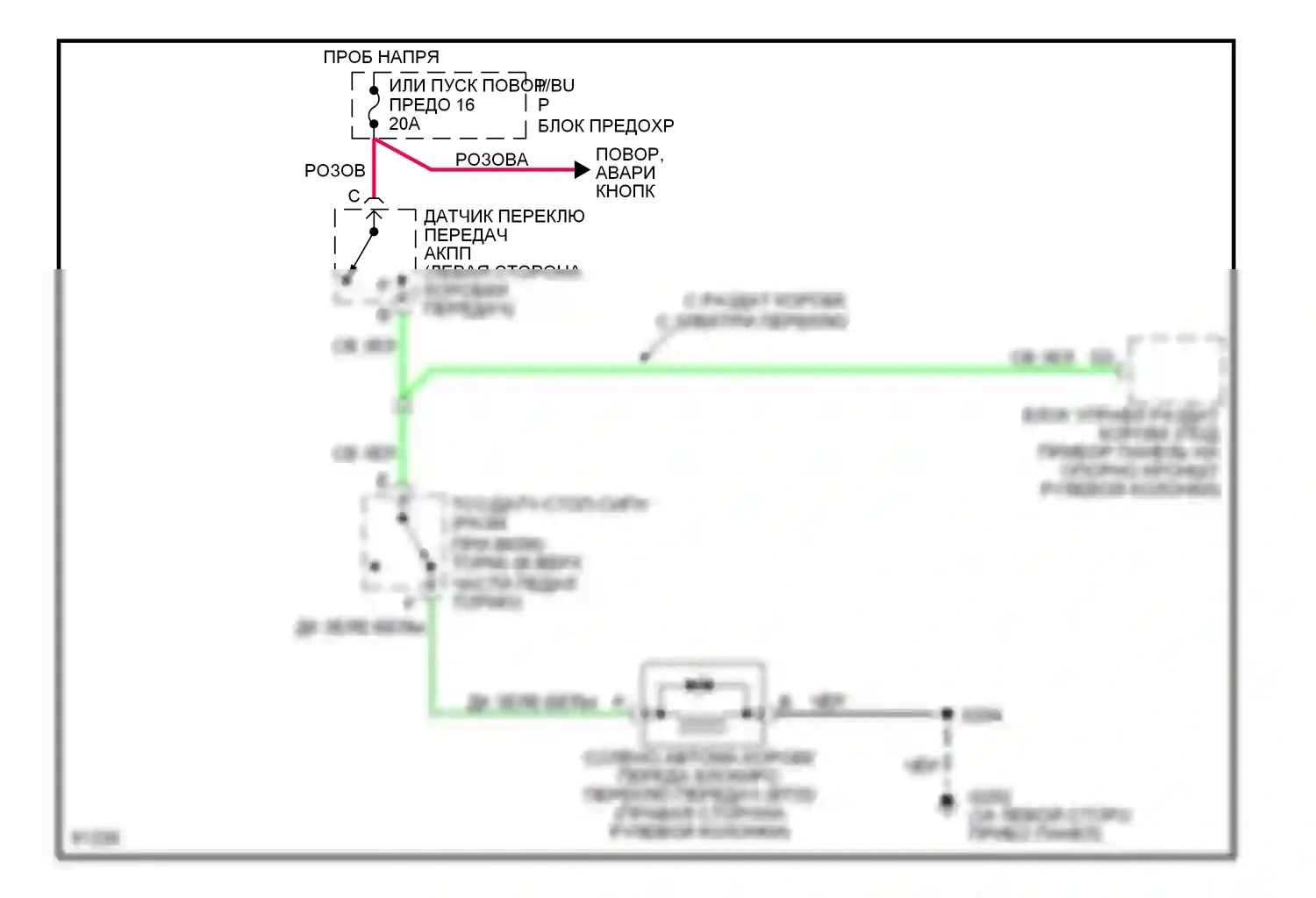 Блокировки переключения передач — Электросхема блокировки селектора — Электросхема блокировки селектора. Cadillac Escalade GMT400 (1998-2000)