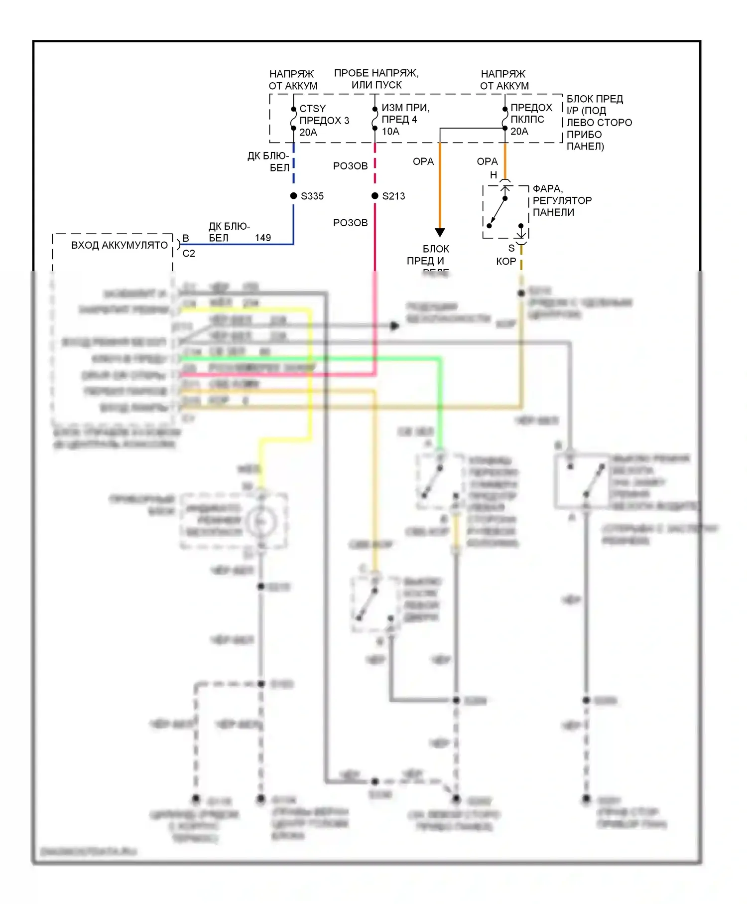 Предупреждение — Электросхемы системы оповещения — Электросхемы системы оповещения. Cadillac Escalade GMT400 (1998-2000)