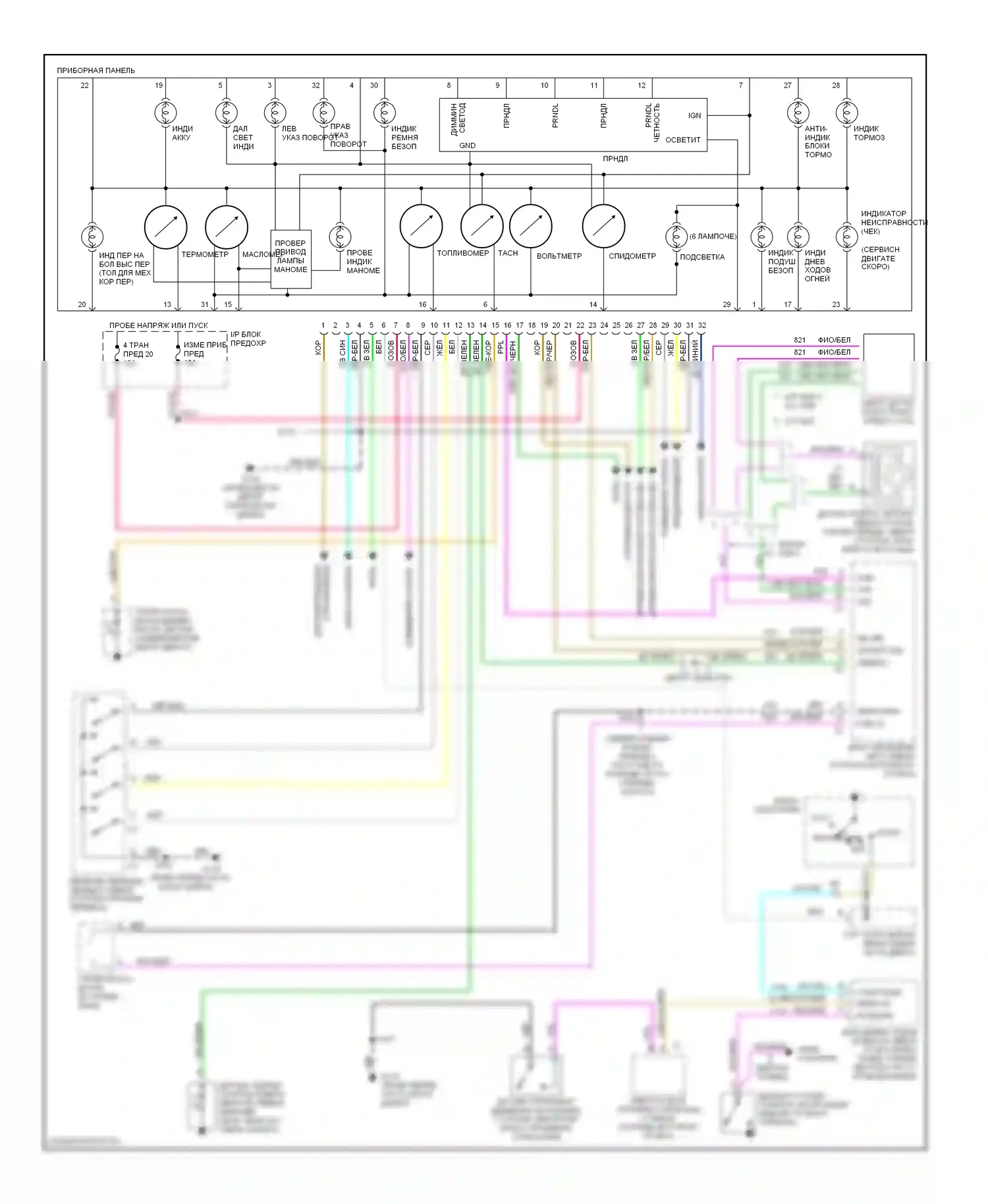 Приборная панель 5.7л — 5,7л vin r, электросхема приборной панели — 5,7л vin r, электросхема приборной панели. Cadillac Escalade GMT400 (1998-2000)