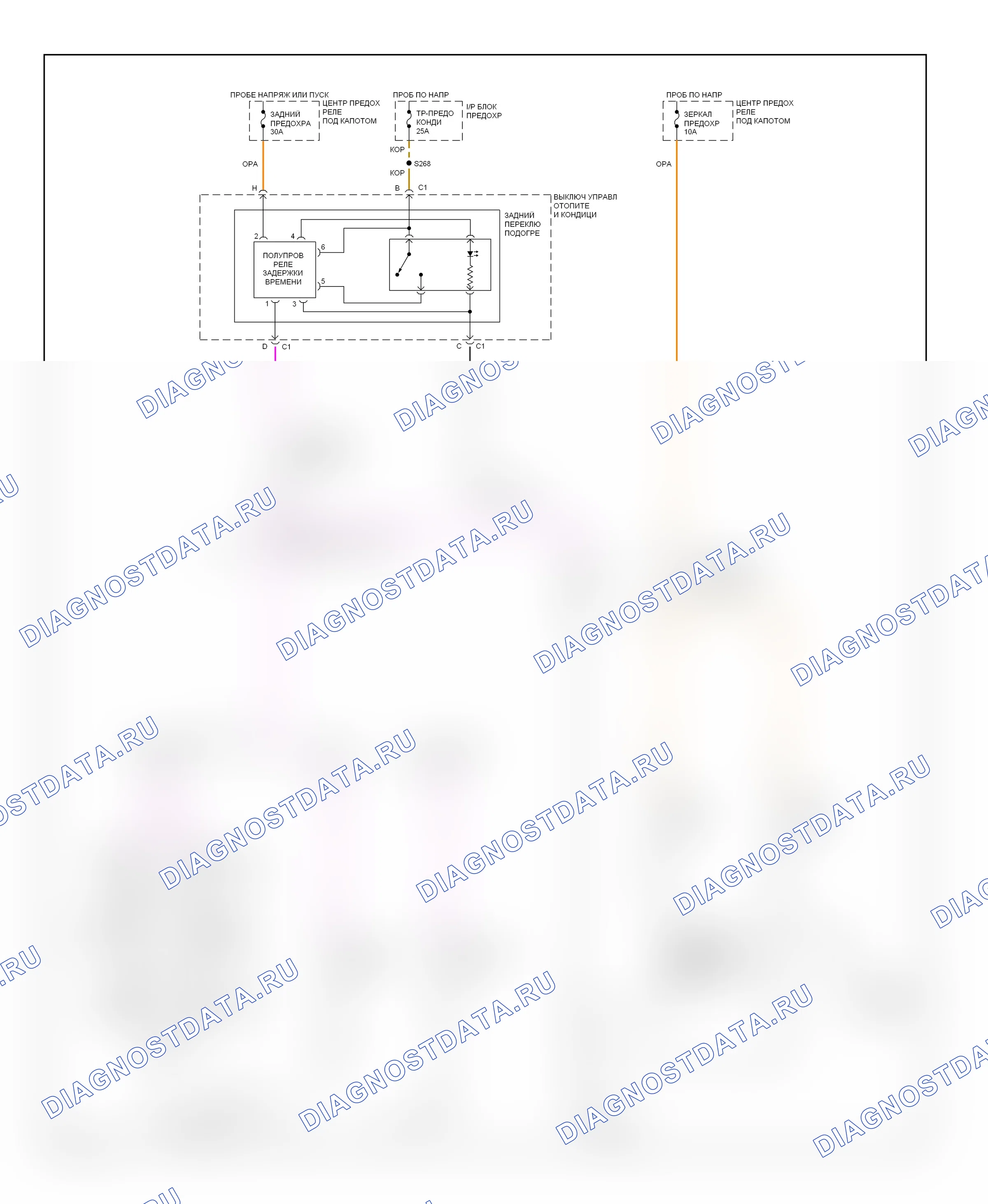 Подогрев стекол — Электросхема подогрева — Электросхема подогрева. Chevrolet C3500 HD  (1989-2000)