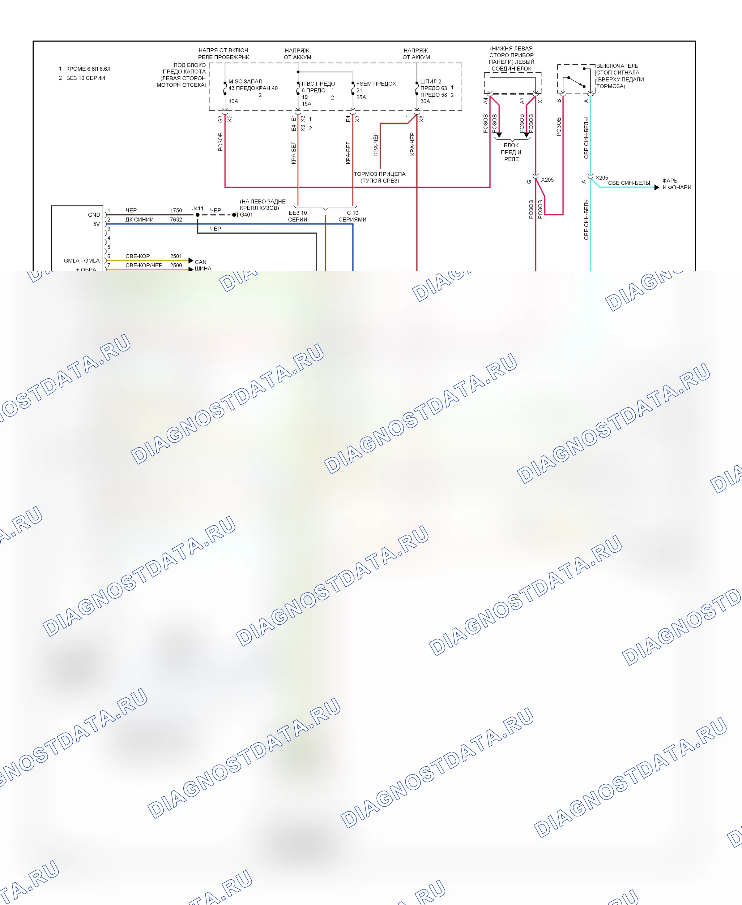 Система ABS — Электросхема ABS прицепа — Электросхема ABS прицепа. Chevrolet Cab & Chassis Silverado 3500  (2003-2012)