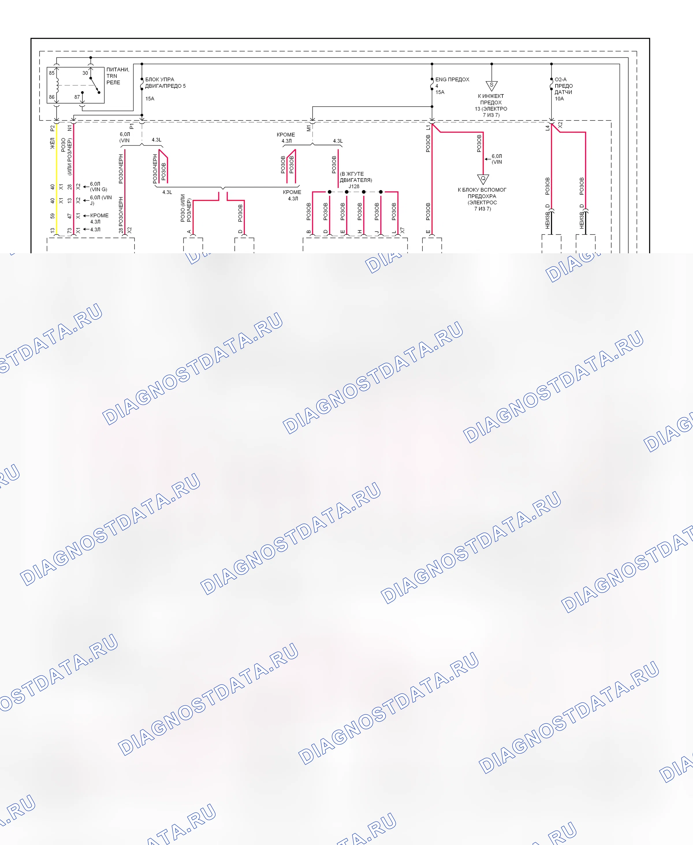 Блок предохранителей и реле 6.0л вин г — 6.0L VIN G, электросхема блока предохранителей реле — 6.0L VIN G, электросхема блока предохранителей реле (6 из 7). Chevrolet Silverado GMT900 (2007-2013)