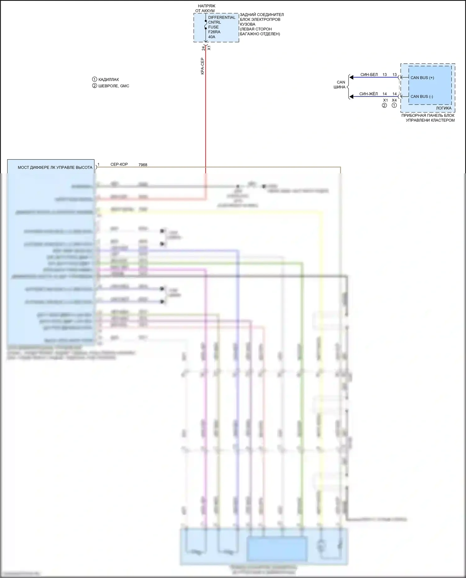 Коробка передач — Электросхема блокировки заднего дифференциала — Электросхема блокировки заднего дифференциала. Chevrolet Tahoe V (2021-2024)