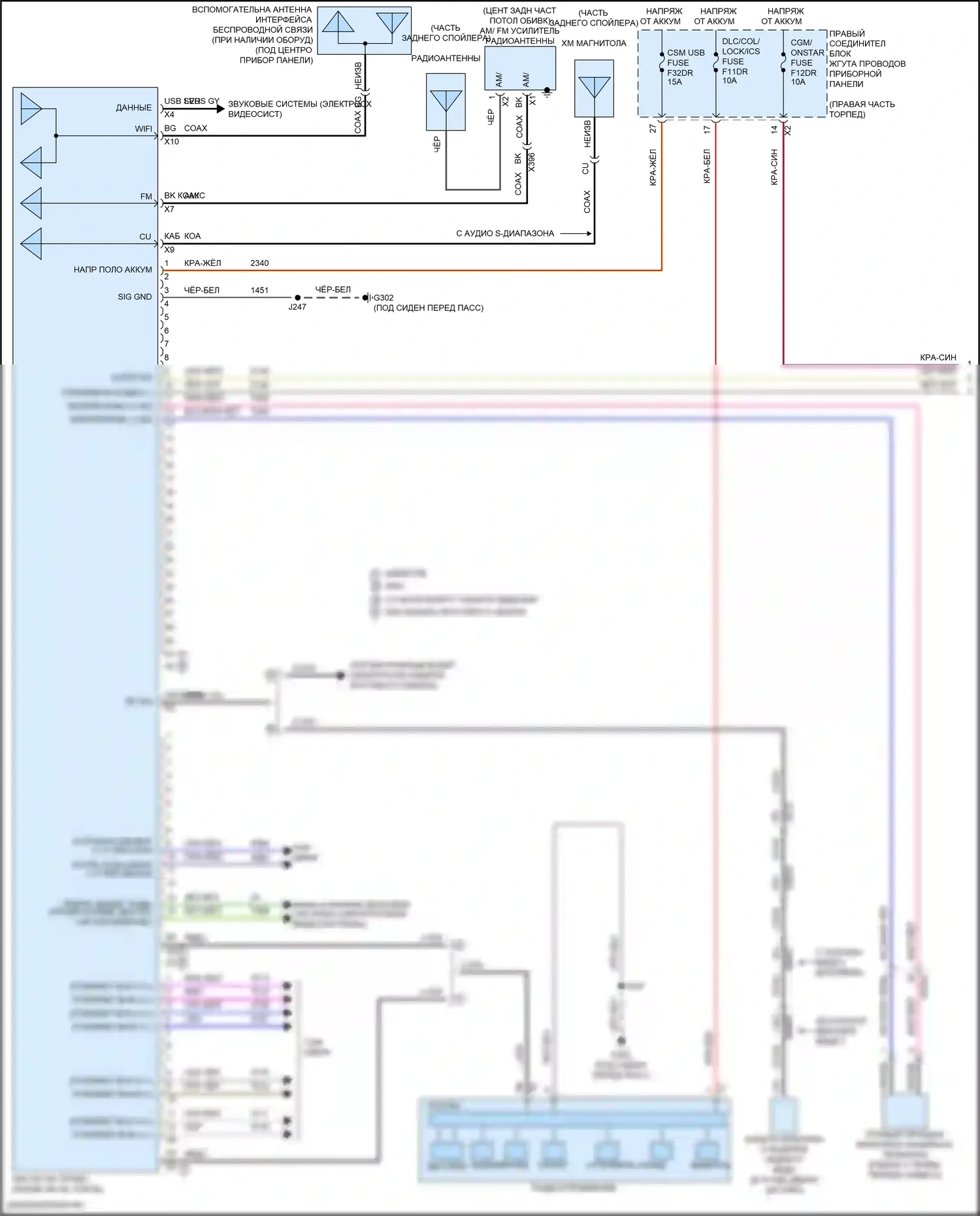 Магнитола — Электросхема магнитолы, аудио премиум-класса среднего/высокого уровня без объемного усилителя — Электросхема магнитолы, аудио премиум-класса среднего/высокого уровня без объемного усилителя (1 из 4). Chevrolet Tahoe V (2021-2024)