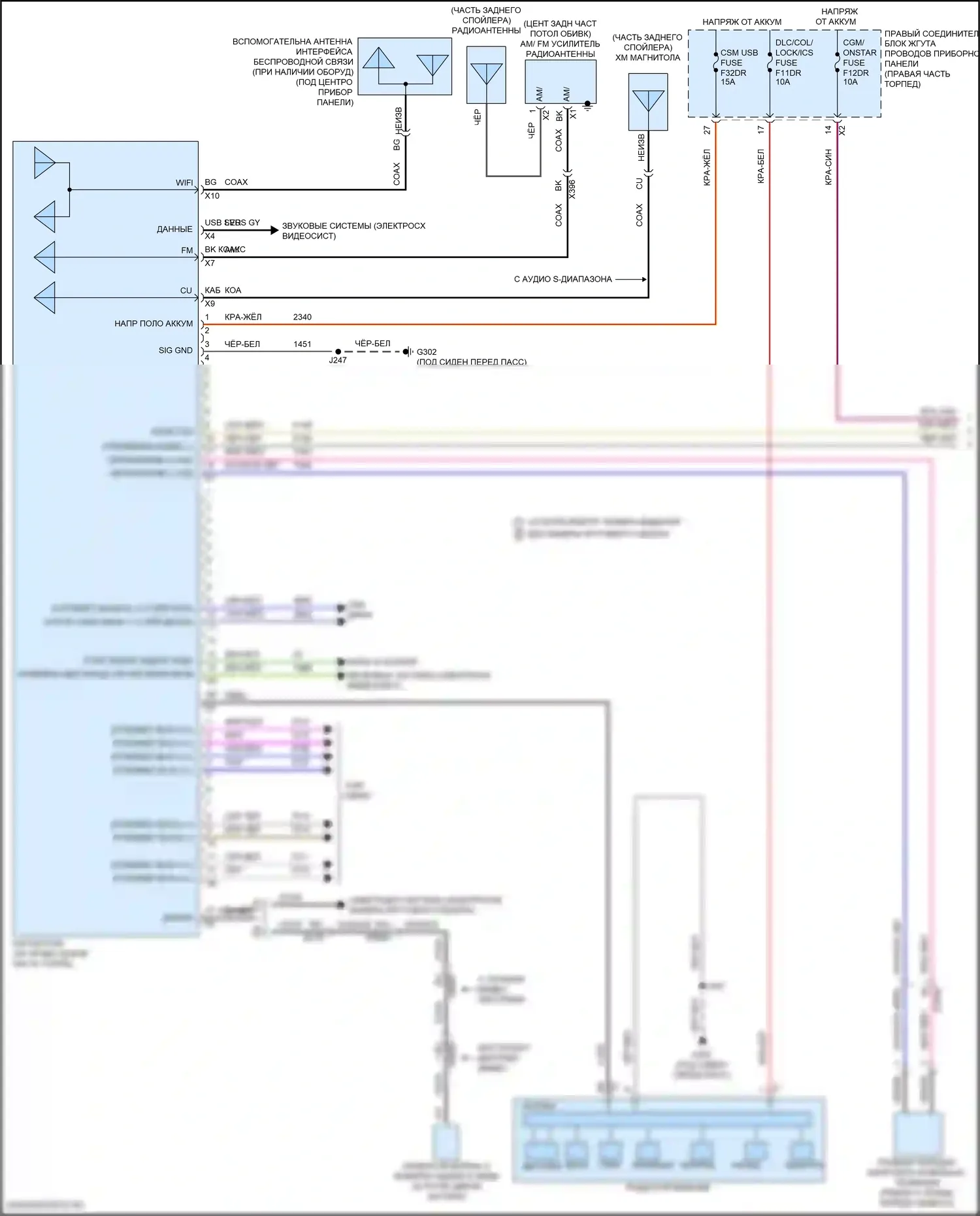 Магнитола — Электросхема магнитолы, аудио премиум-класса среднего/высокого уровня с усилителем объемного звучания — Электросхема магнитолы, аудио премиум-класса среднего/высокого уровня с усилителем объемного звучания (1 из 4). Chevrolet Tahoe V (2021-2024)