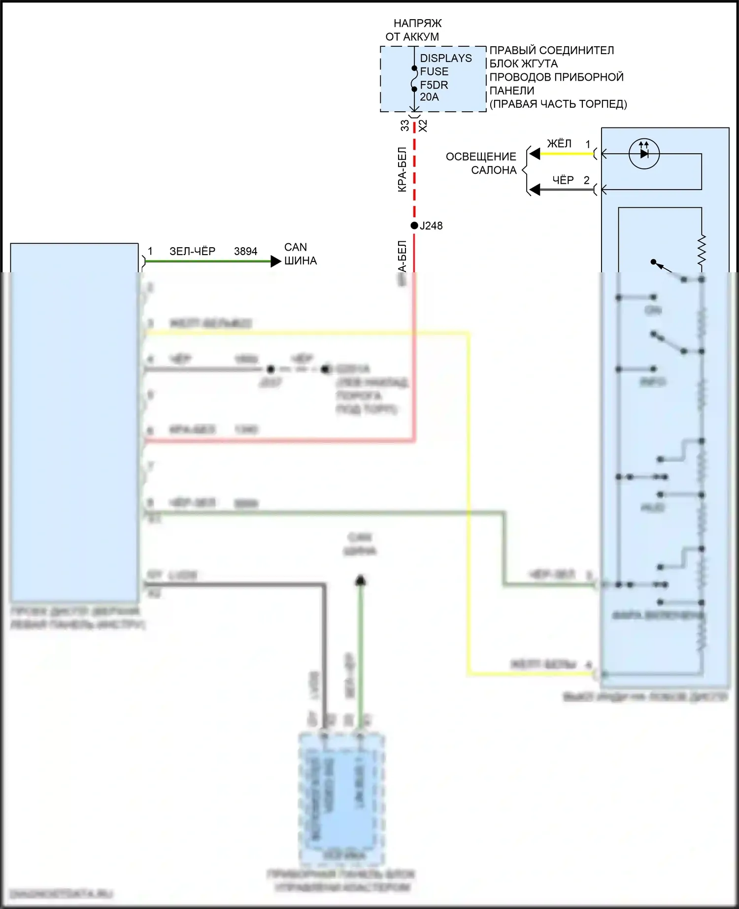 Приборная панель — Электросхема лобового дисплея — Электросхема лобового дисплея. Chevrolet Tahoe V (2021-2024)
