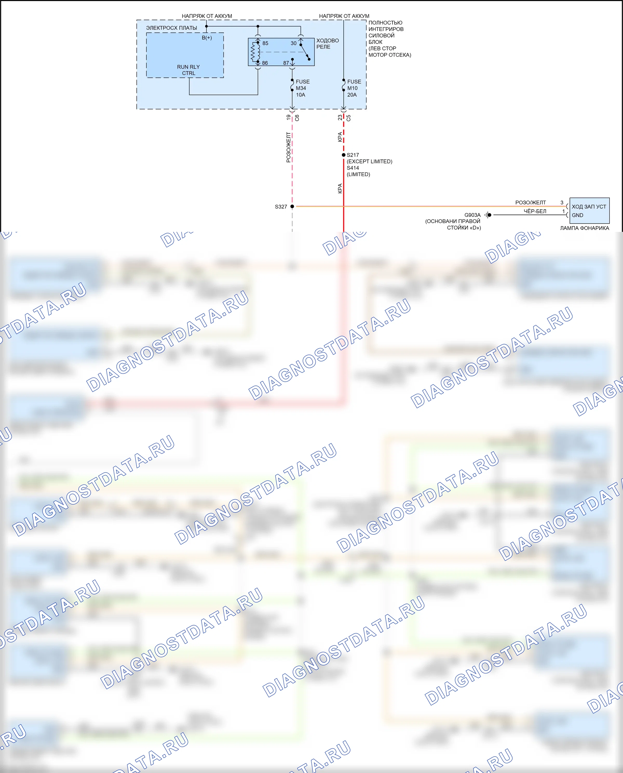Освещение салона — Электросхема освещения салона — Электросхема освещения салона (2 из 2). Chrysler Town & Country V рестайлинг (2010-2016)