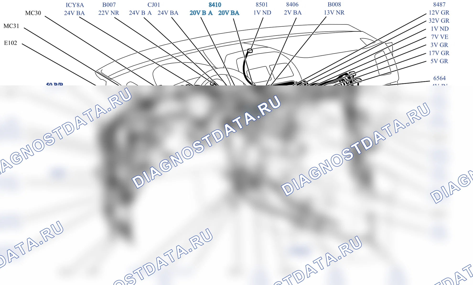 Расположение компонентов — Расположение — 8410 (Автомагнитола) — Расположение — 8410 (Автомагнитола), Схема 2 из 2. Citroen C4 Aircross I (2012-2017)