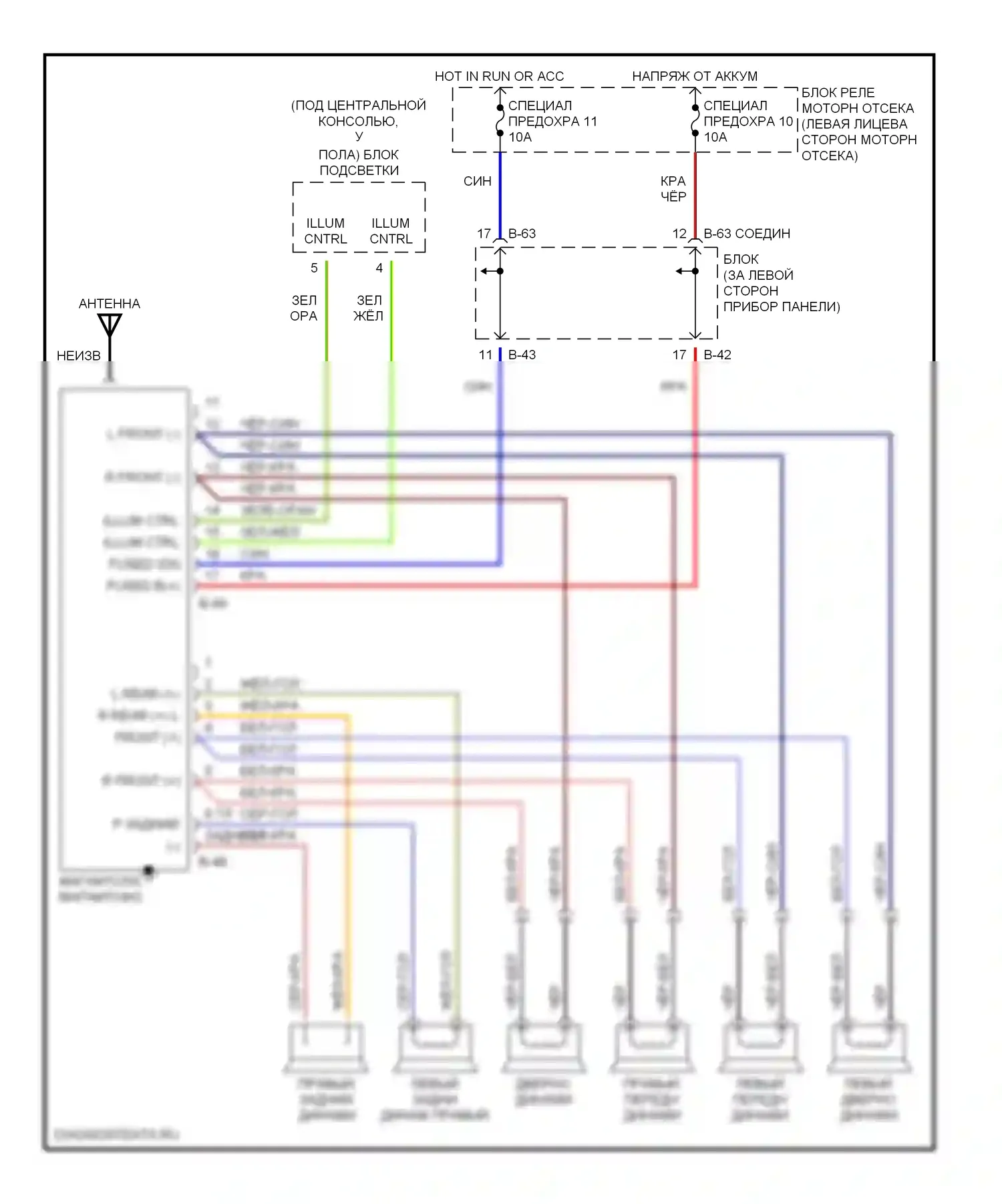 Магнитола — Электросхемы радиосвязи, без усилителя — Электросхемы радиосвязи, без усилителя. Dodge Avenger I (1994-2000)