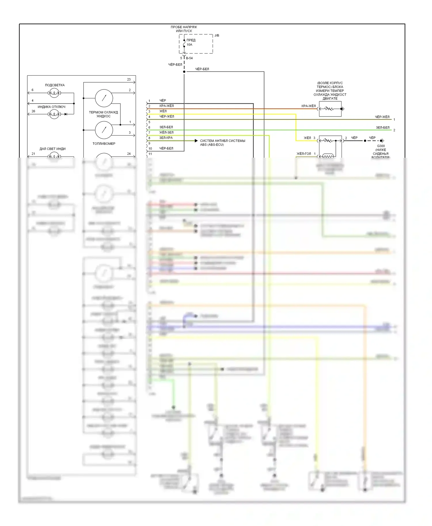 Приборная панель — Электросхема приборной панели — Электросхема приборной панели (1 из 2). Dodge Avenger I (1994-2000)