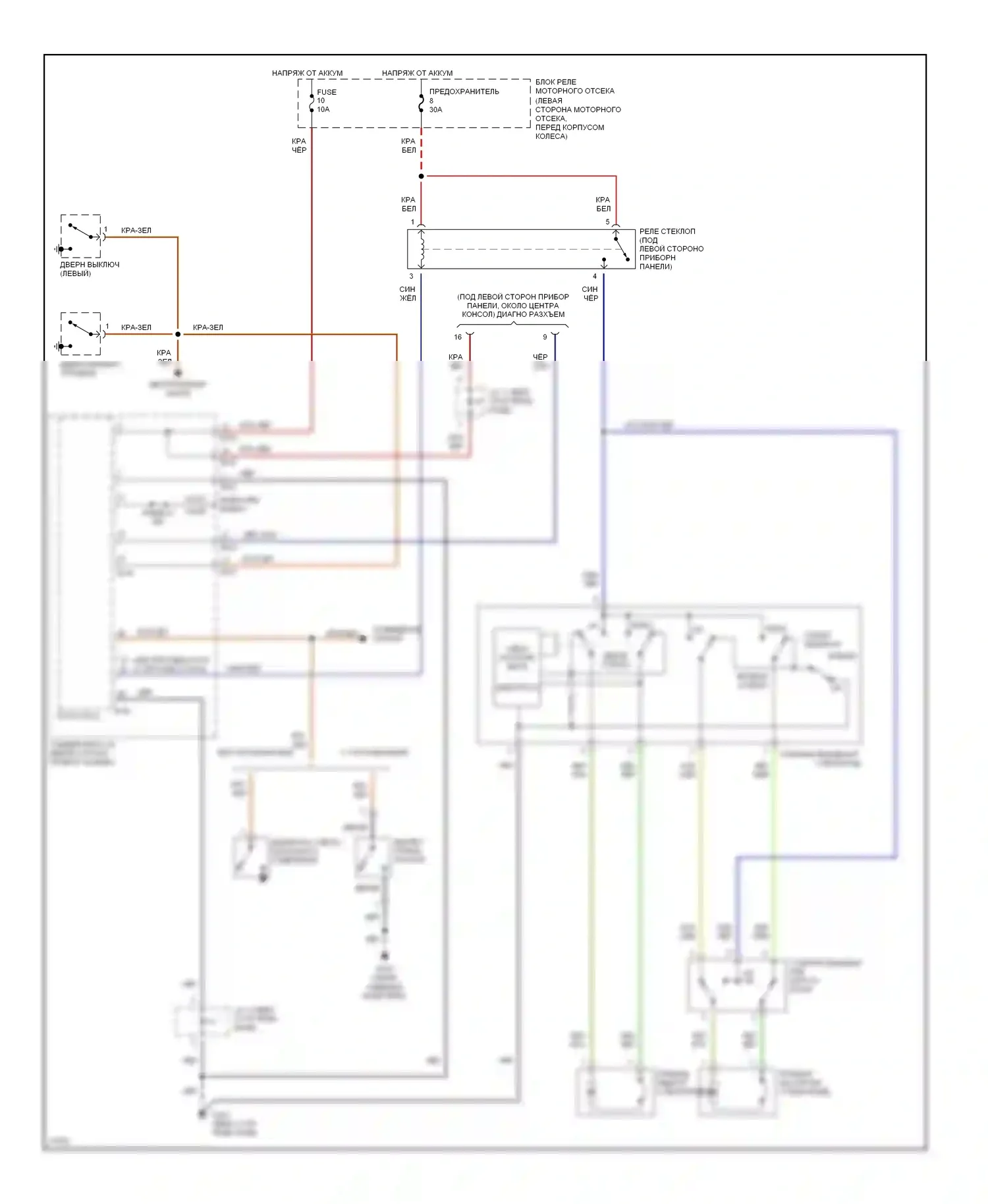 Стеклоподъемники — Электросхема стеклоподъемника — Электросхема стеклоподъемника. Dodge Avenger I (1994-2000)