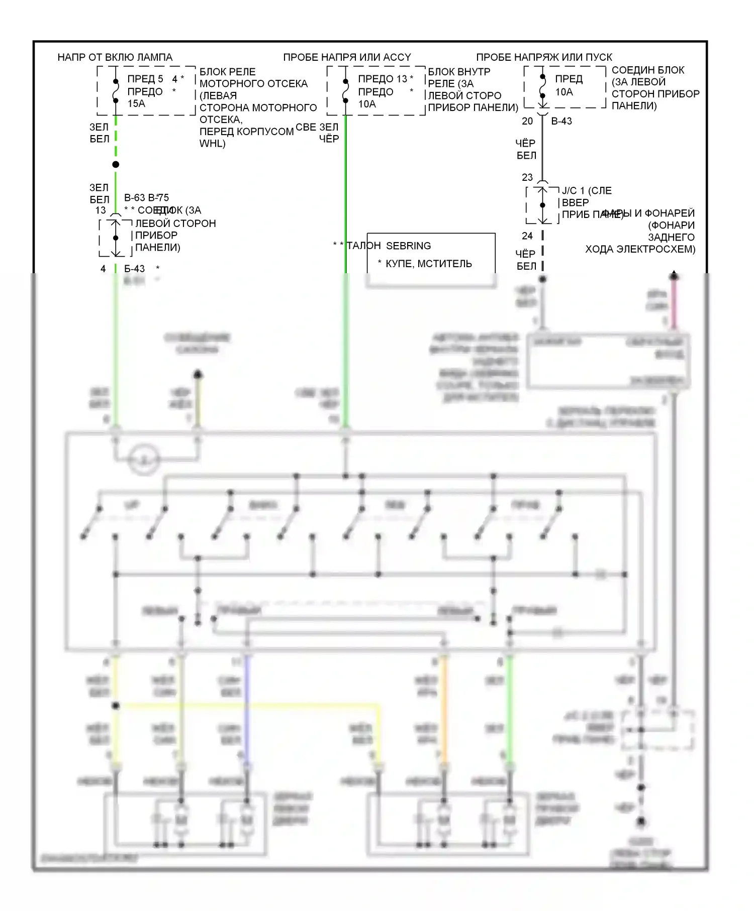Управление зеркалами заднего вида — Электросхема силового зеркала — Электросхема силового зеркала. Dodge Avenger I (1994-2000)