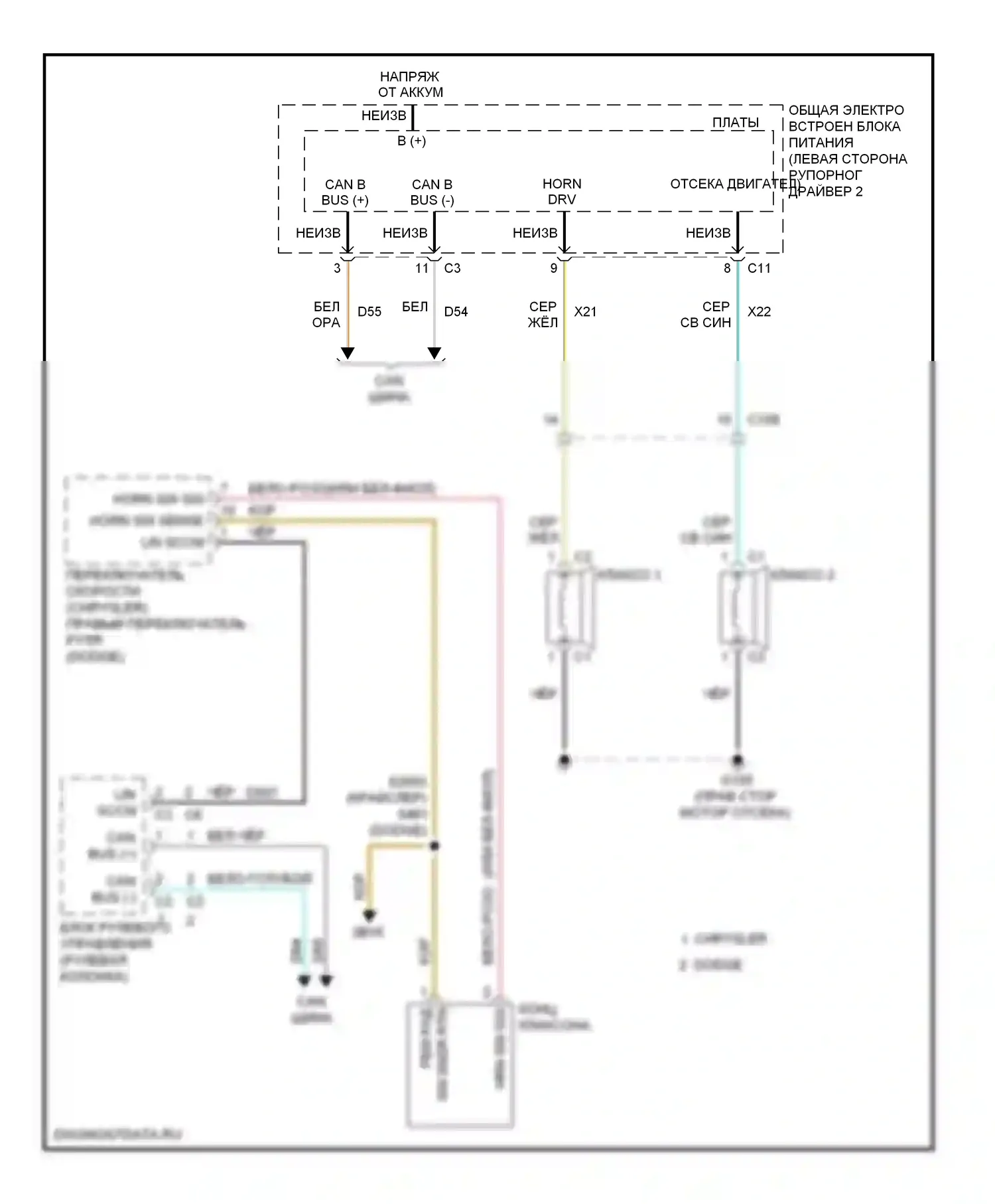 Клаксон — Электросхема клаксона — Электросхема клаксона. Dodge Avenger II рестайлинг (2011-2014)