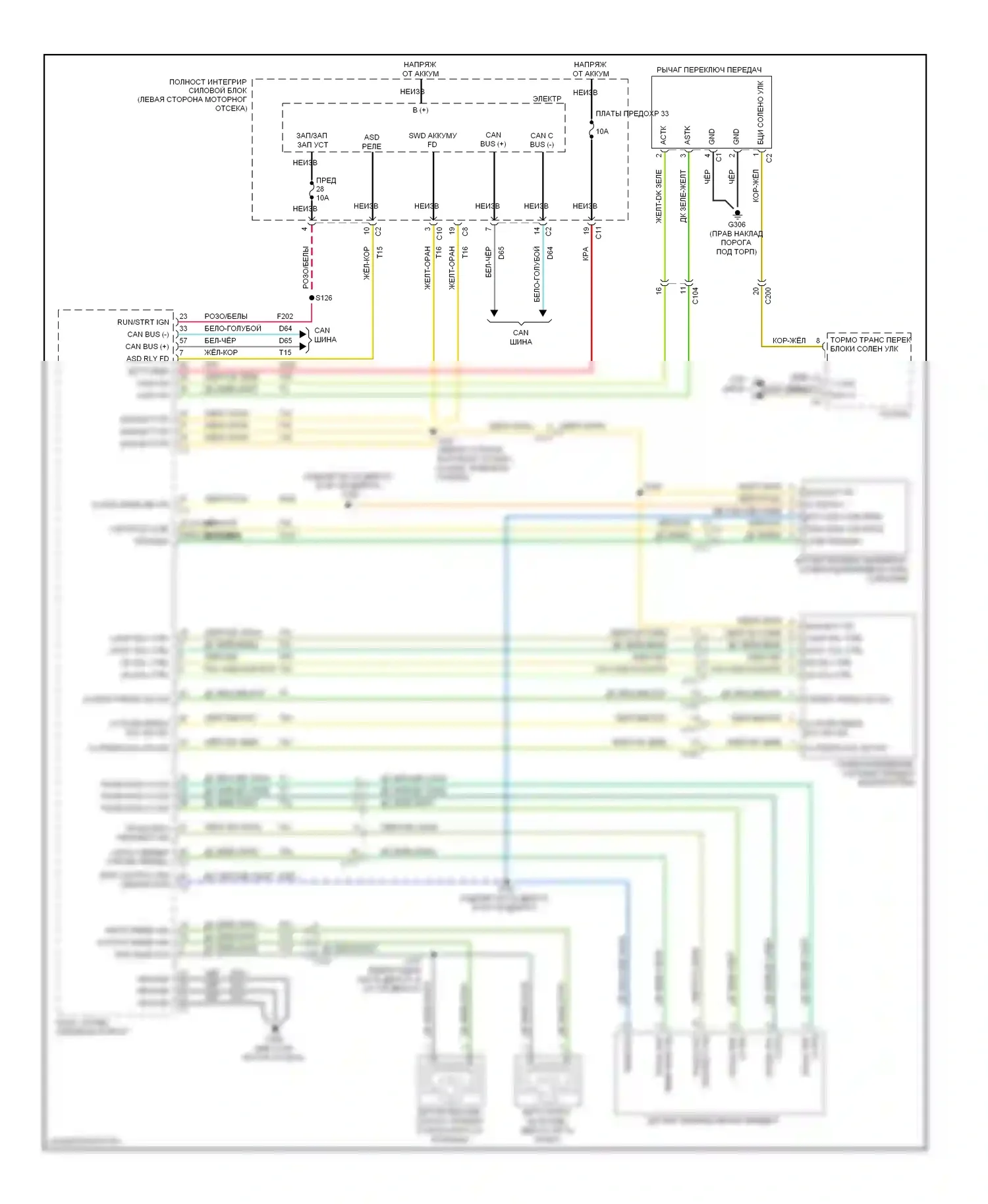 Коробка передач — Электросхема коробки передач, 4 скорости — Электросхема коробки передач, 4 скорости. Dodge Avenger II рестайлинг (2011-2014)