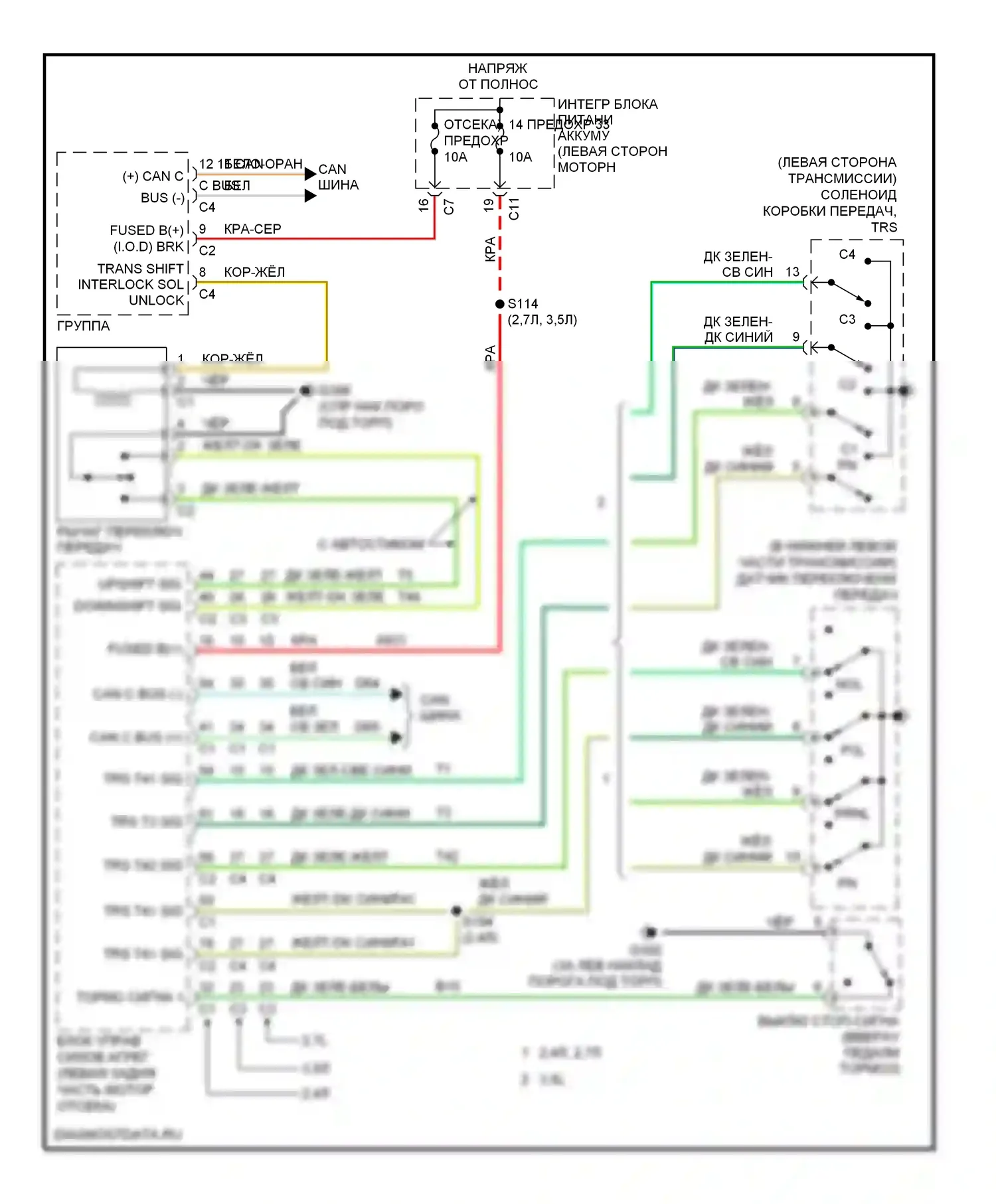 Блокировка селектора — Электросхема блокировки селектора — Электросхема блокировки селектора. Dodge Avenger II (2007-2010)