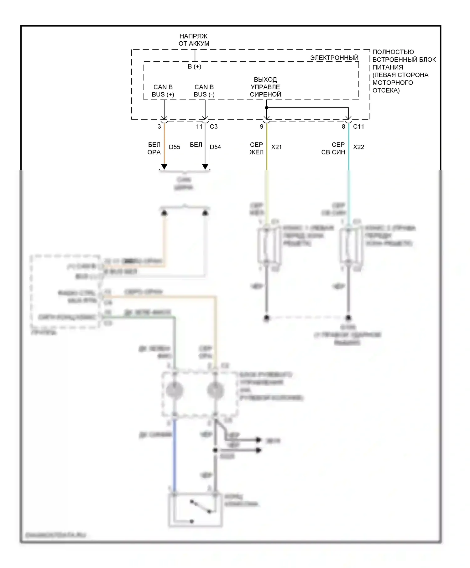 Клаксон — Электросхема клаксона — Электросхема клаксона. Dodge Avenger II (2007-2010)