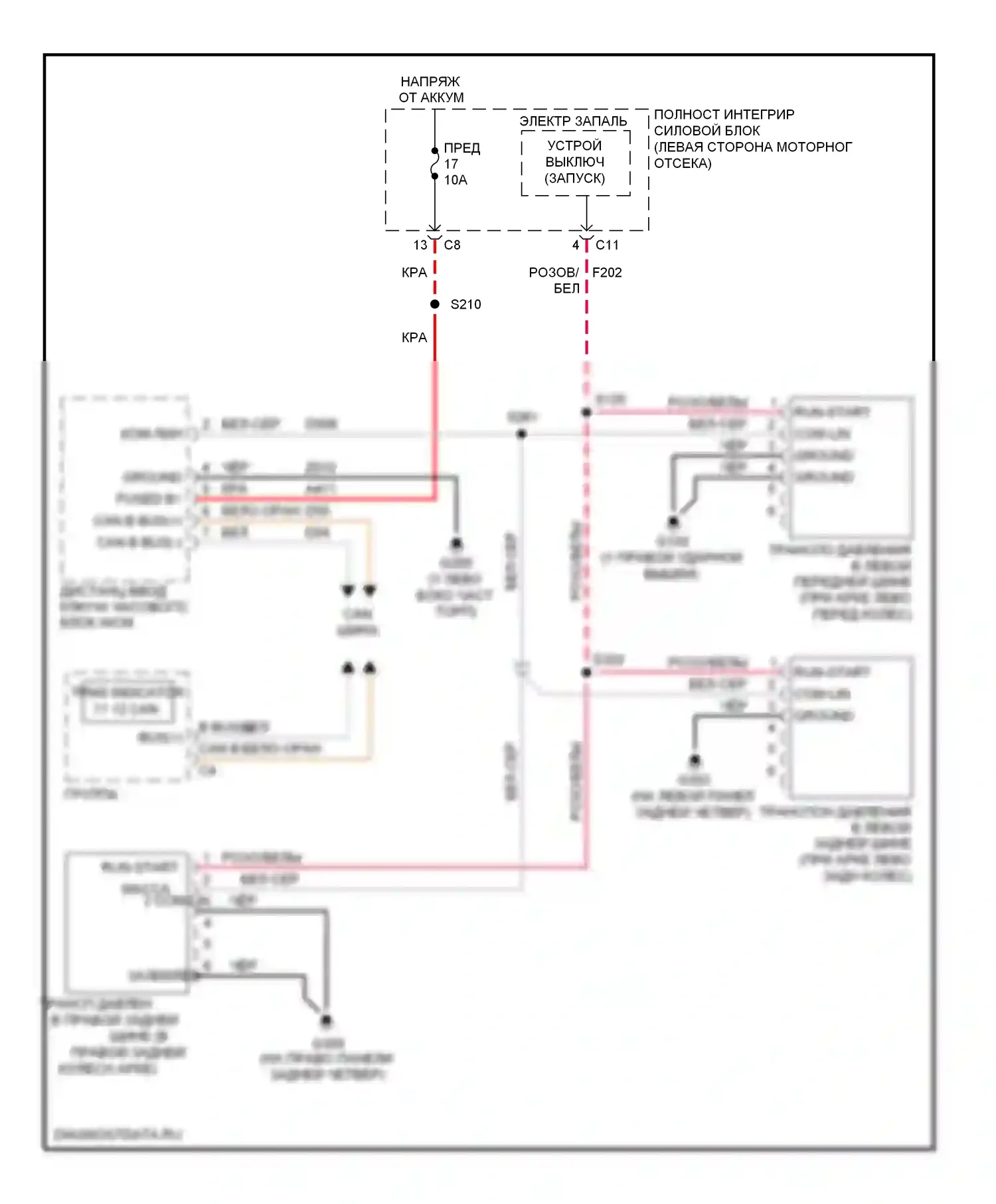 Предупреждение — Электросхема контроля давления в шинах — Электросхема контроля давления в шинах. Dodge Avenger II (2007-2010)