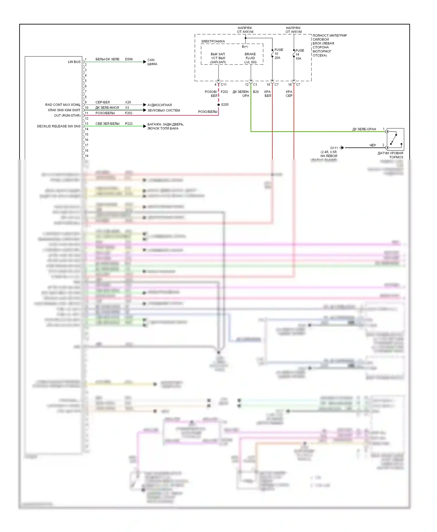 Приборная панель — Электросхема приборной панели — Электросхема приборной панели (1 из 2). Dodge Avenger II (2007-2010)