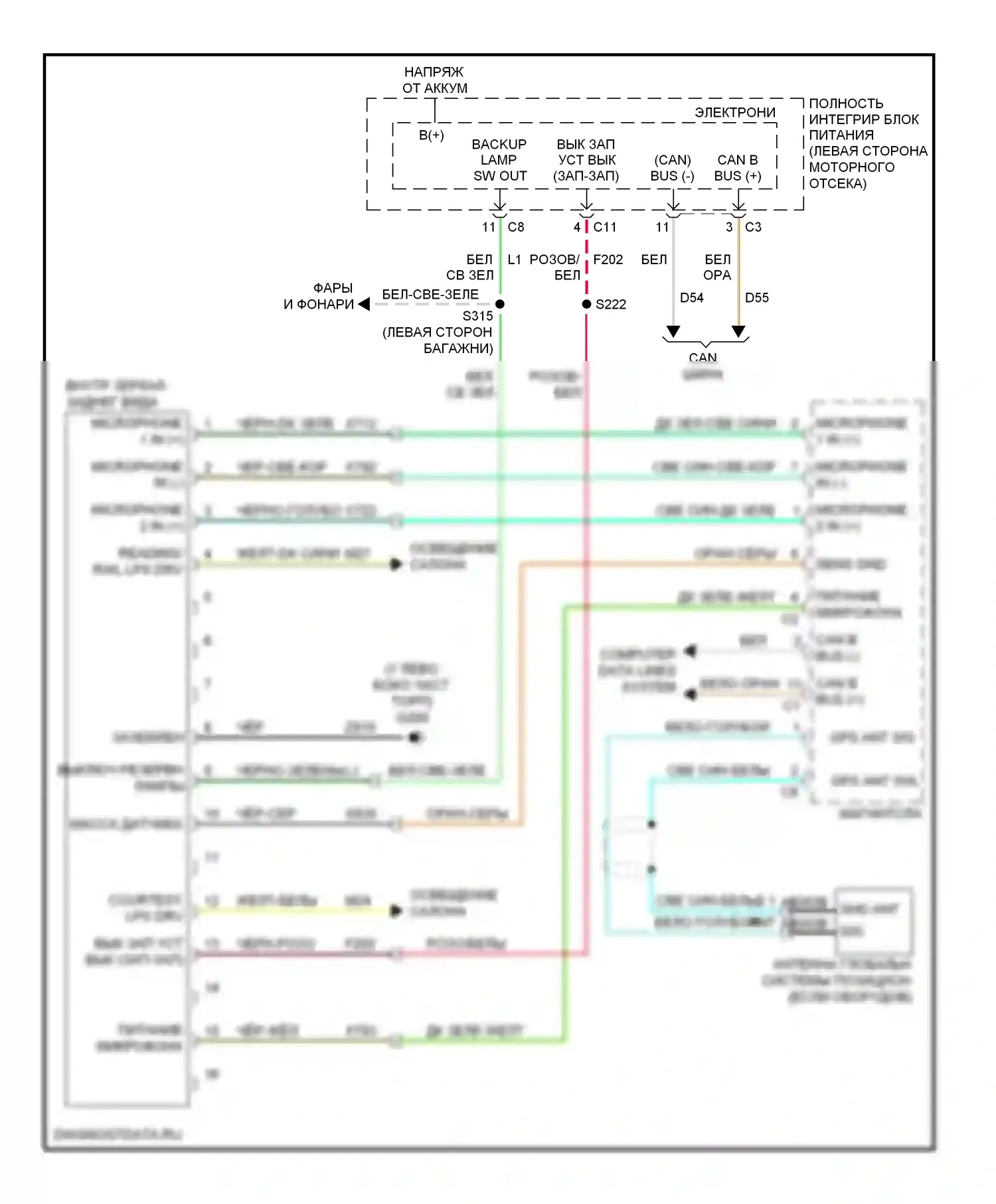 Системы помощи водителю — Электросхема навигации — Электросхема навигации. Dodge Avenger II (2007-2010)