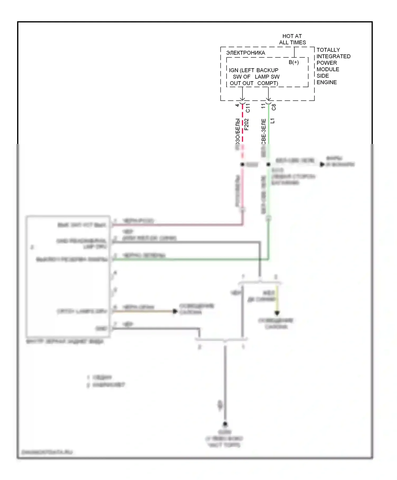 Управление зеркалами заднего вида — Автоматическая электросхема дневного/ночного зеркала, без громкоговорящей связи — Автоматическая электросхема дневного/ночного зеркала, без громкоговорящей связи. Dodge Avenger II (2007-2010)