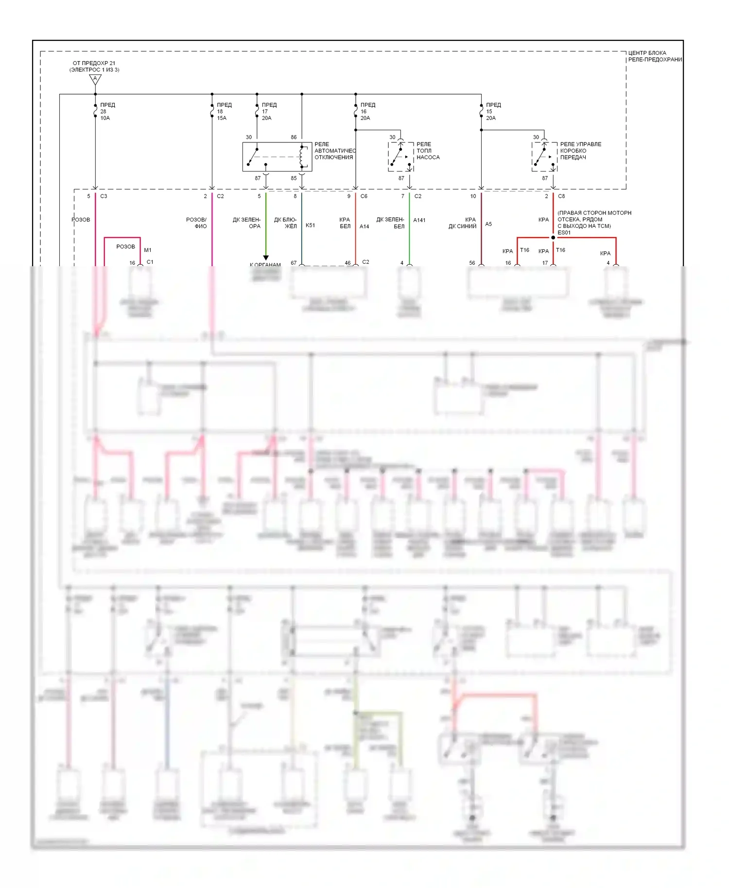 Блок предохранителей и реле — Электросхема блока предохранителей реле — Электросхема блока предохранителей реле (2 из 3). Dodge Caravan III (1995-2000)