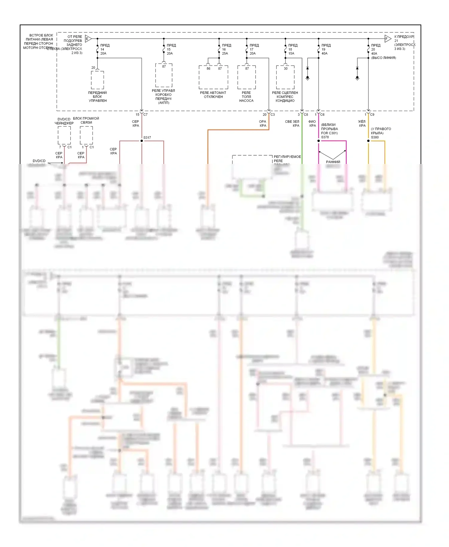 Блок предохранителей и реле — Электросхема блока предохранителей реле — Электросхема блока предохранителей реле (3 из 3). Dodge Caravan IV (2000-2007)