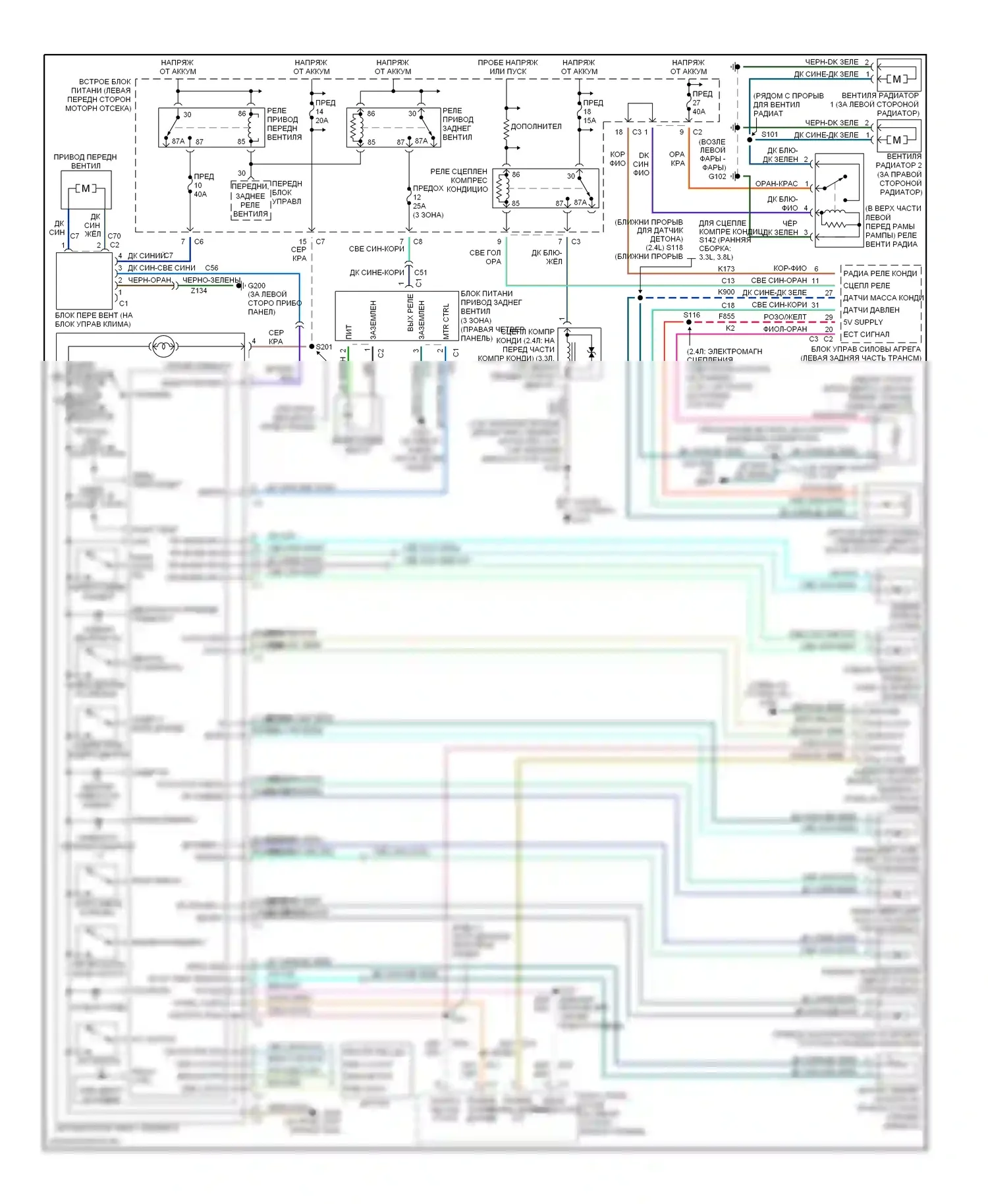 Кондиционирование воздуха — Электросхема климат контроля — Электросхема климат контроля. Dodge Caravan IV (2000-2007)